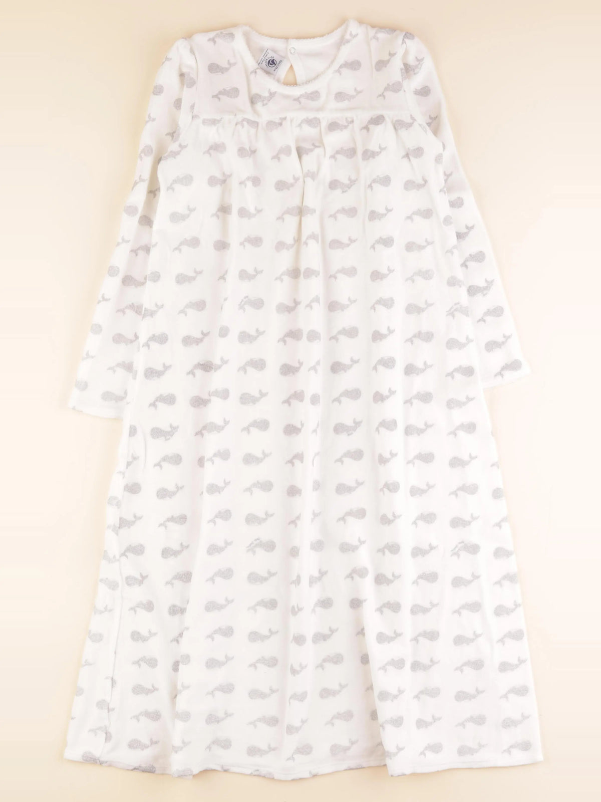 Petit Bateau - chemise de nuit velours argent, blanc - 8 ans