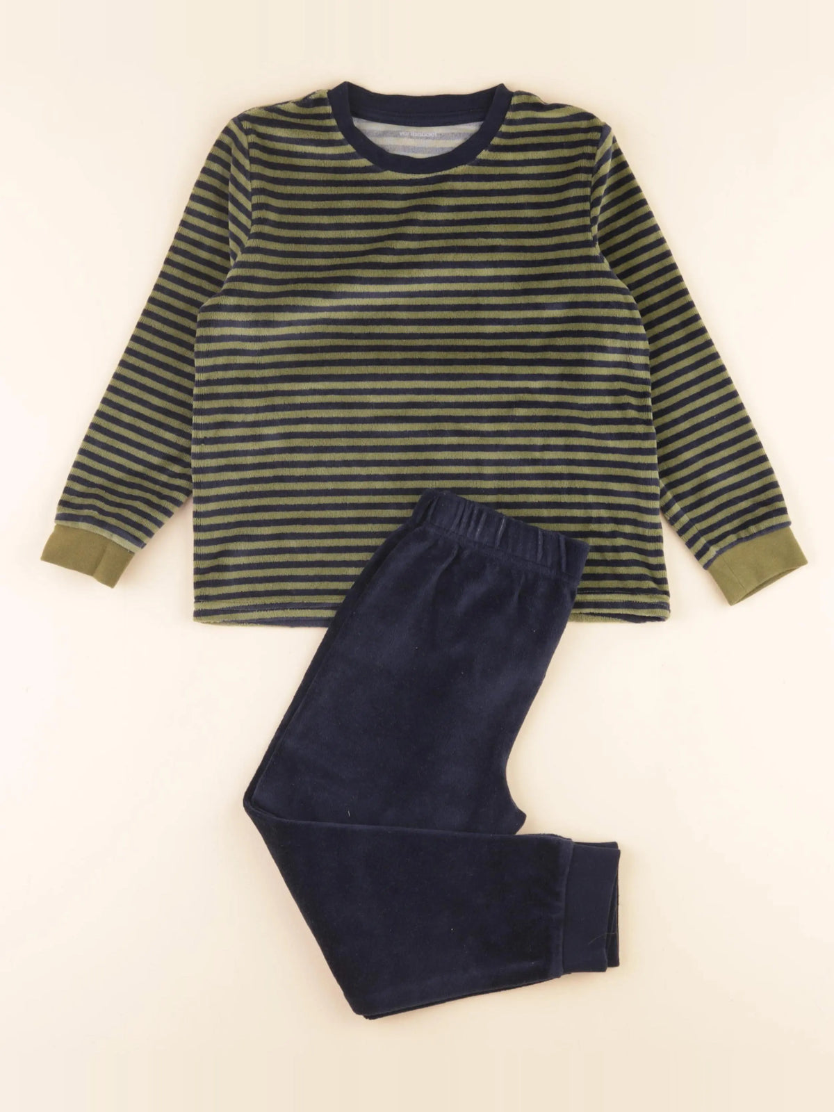 Vertbaudet - pyjama velours vert, bleu - 5 ans