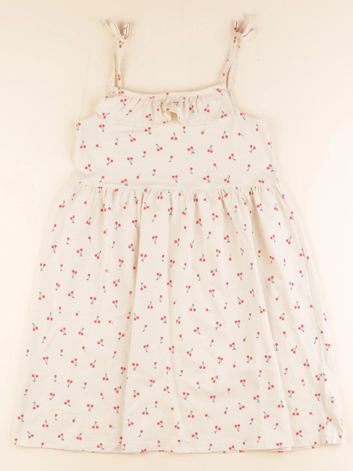 Vertbaudet - robe beige, rouge - 10 ans