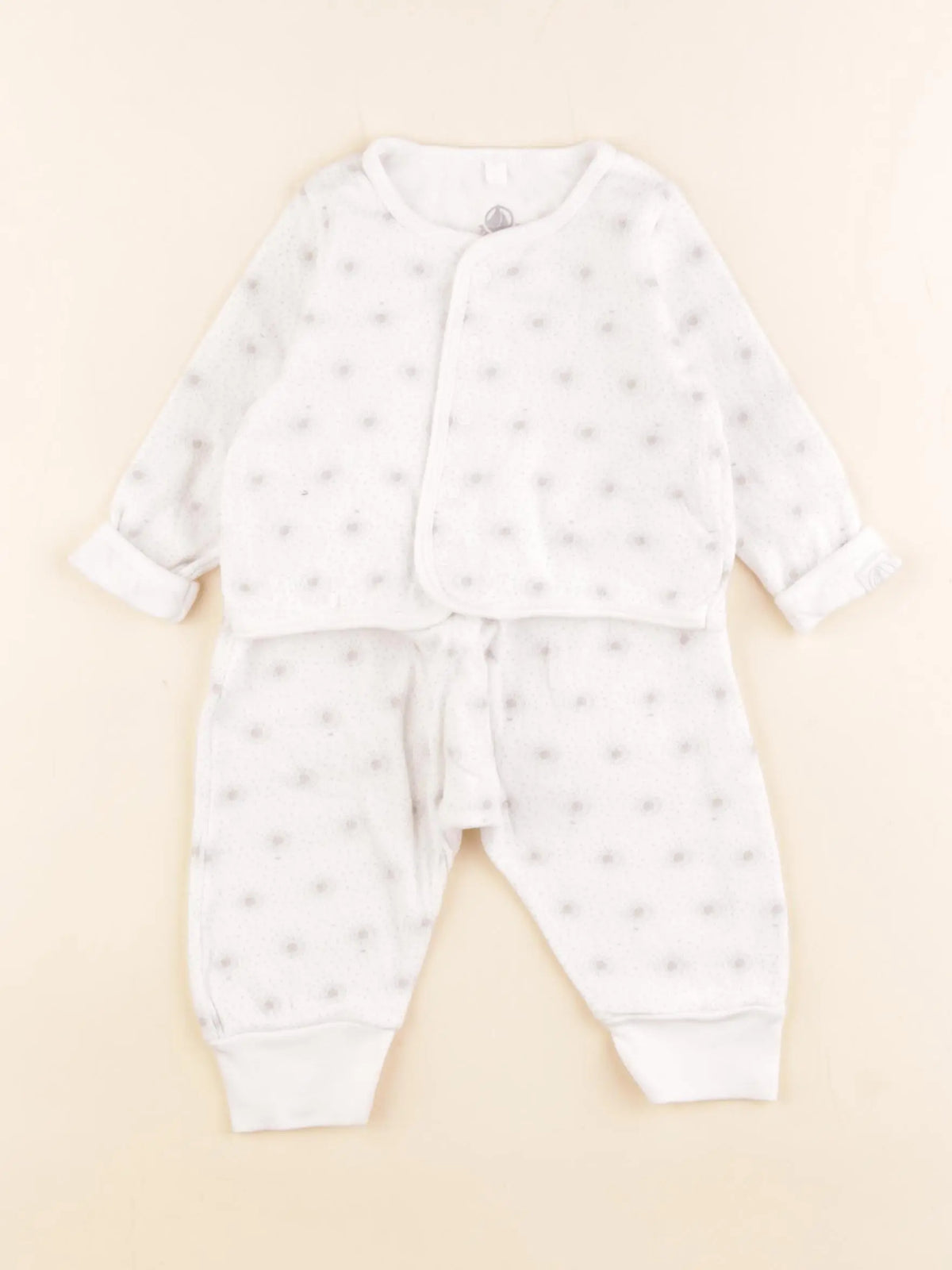 Petit Bateau - ensemble blanc, gris - 6 mois