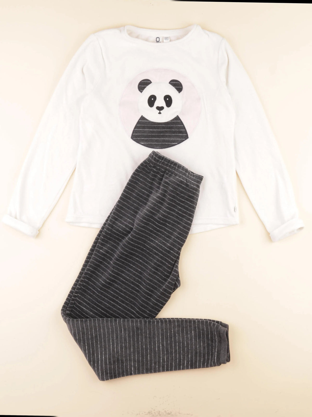 Okaidi - pyjama velours gris, blanc - 12 ans