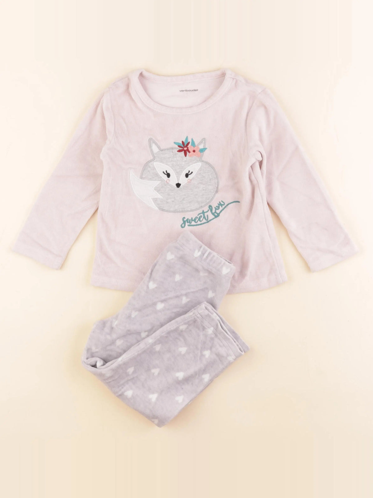 Vertbaudet - pyjama velours rose - 3 ans
