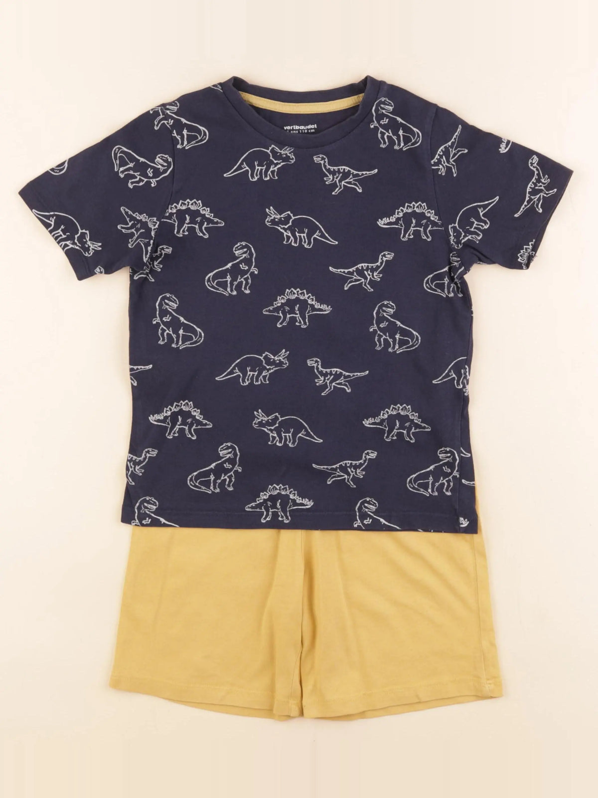 Vertbaudet - pyjama coton jaune, bleu - 5 ans
