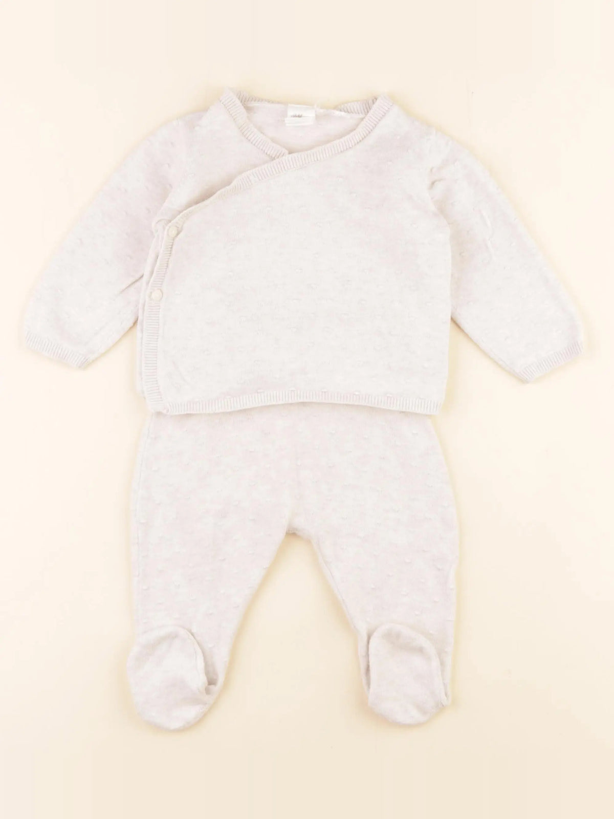 H&M - ensemble beige - 2/4 mois
