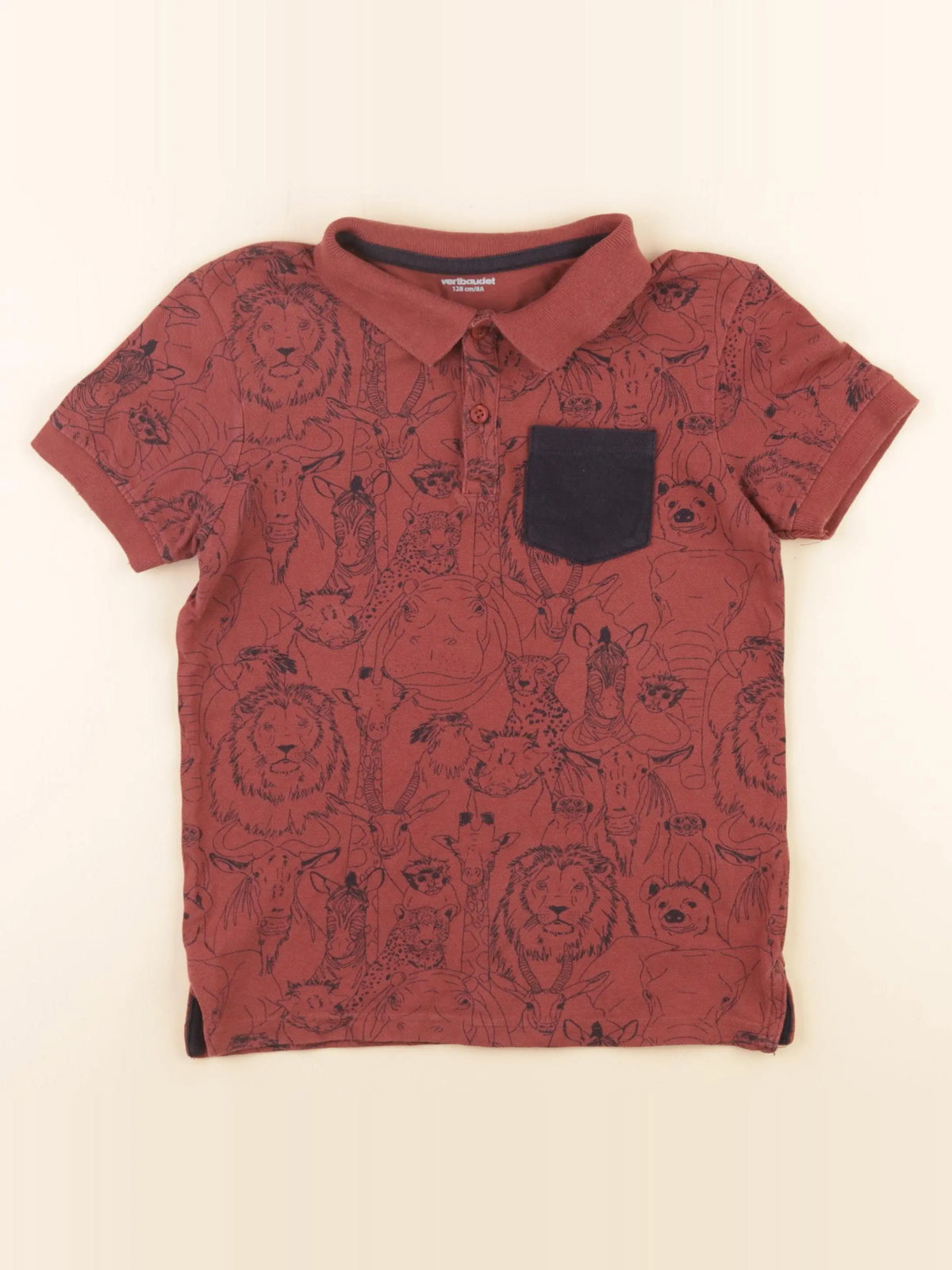 Vertbaudet - polo rouge, bleu - 8 ans