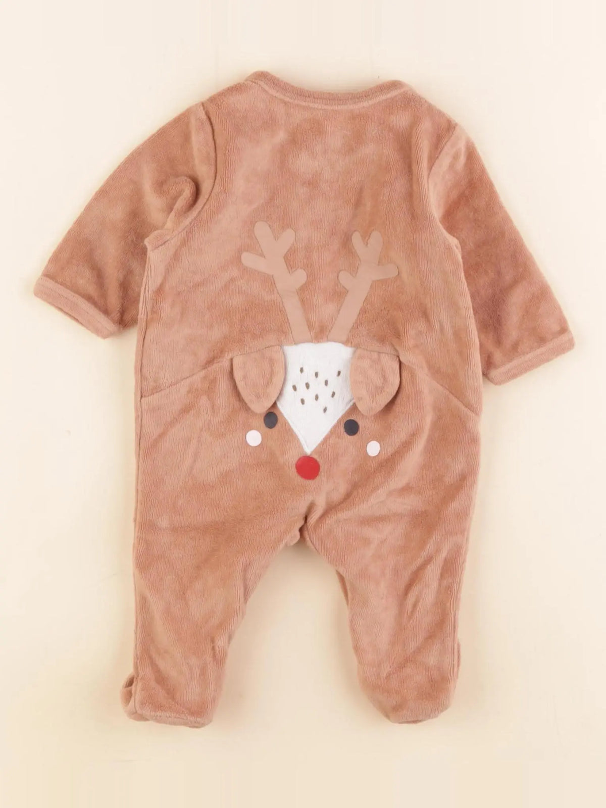 Vertbaudet - pyjama velours marron - 1 mois