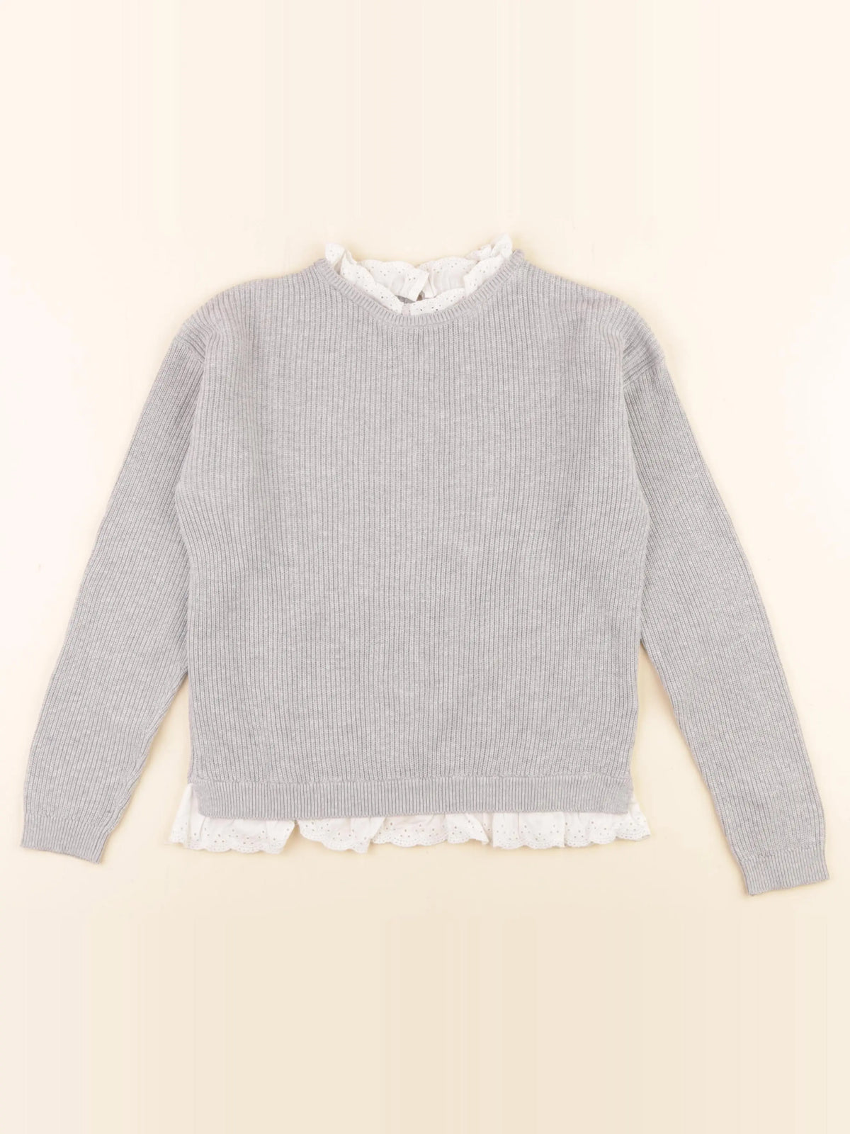 Vertbaudet - pull gris - 8 ans