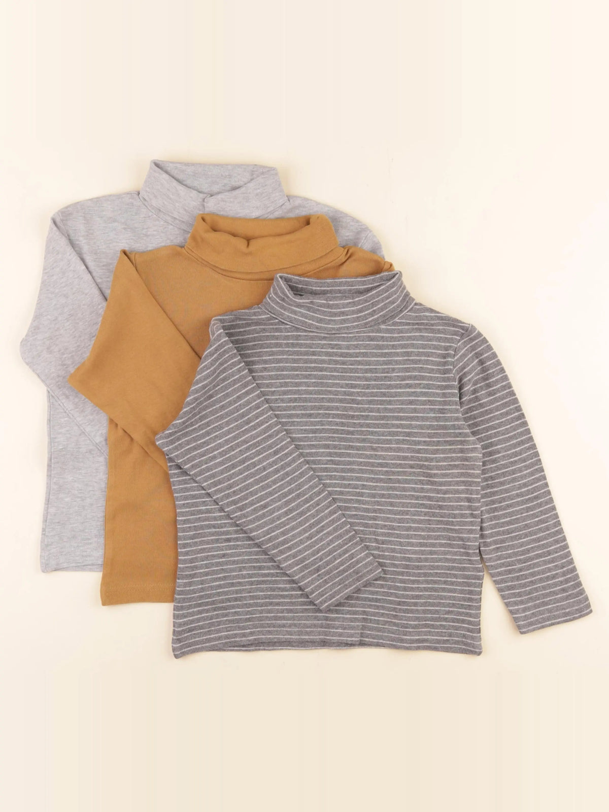 Vertbaudet - lot de 3 sous-pulls marron, gris - 5 ans