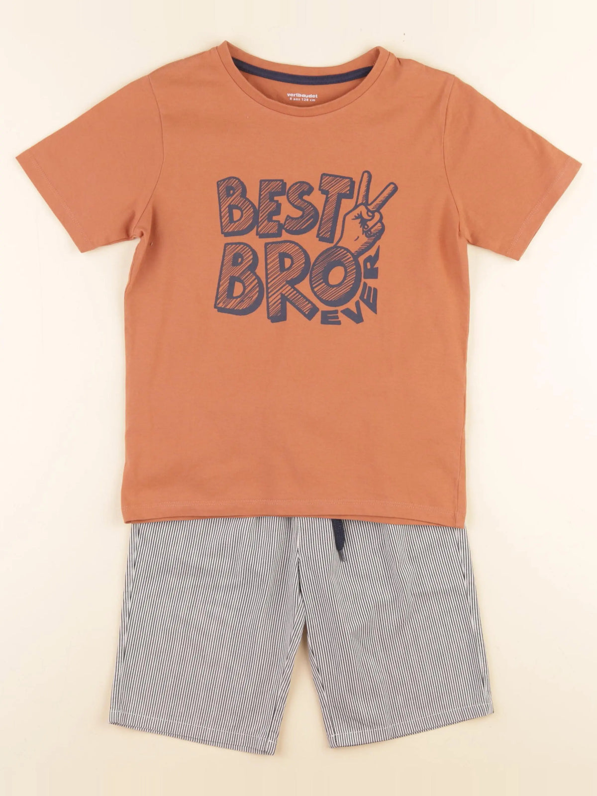 Vertbaudet - ensemble orange, bleu - 8 ans