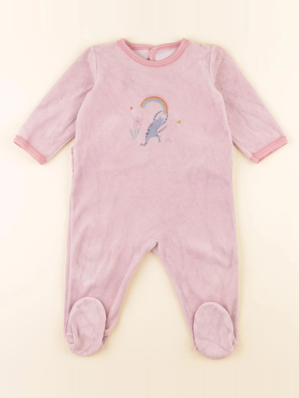 Petit Bateau - pyjama velours rose - 12 mois