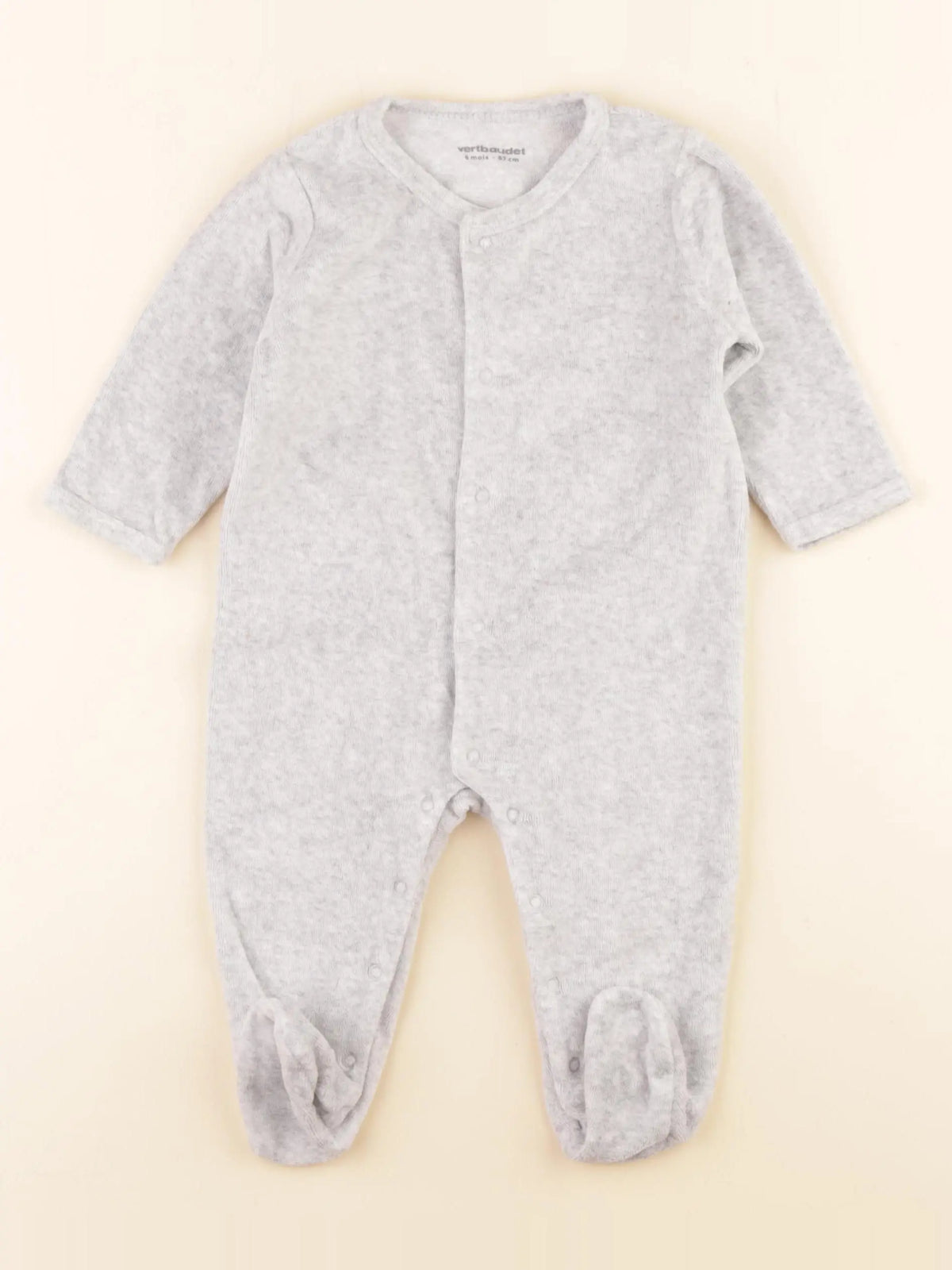 Vertbaudet - pyjama velours gris - 6 mois