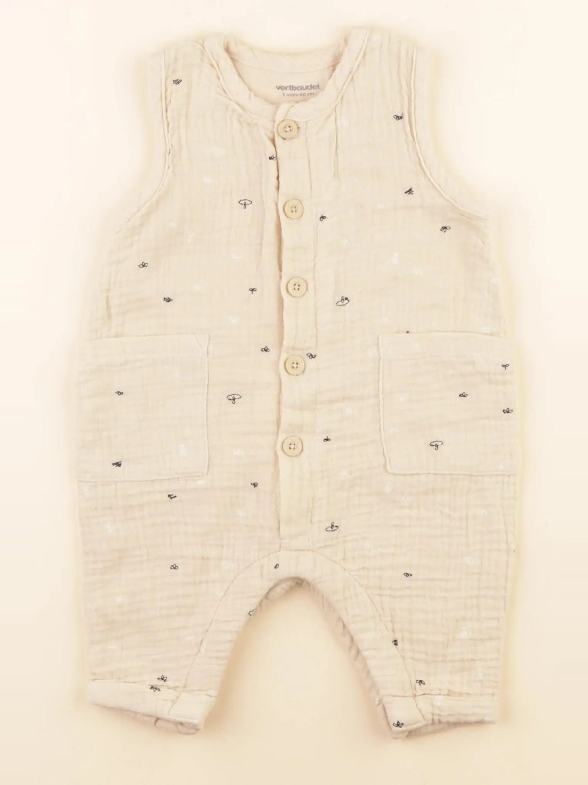 Vertbaudet - combinaison beige - 3 mois