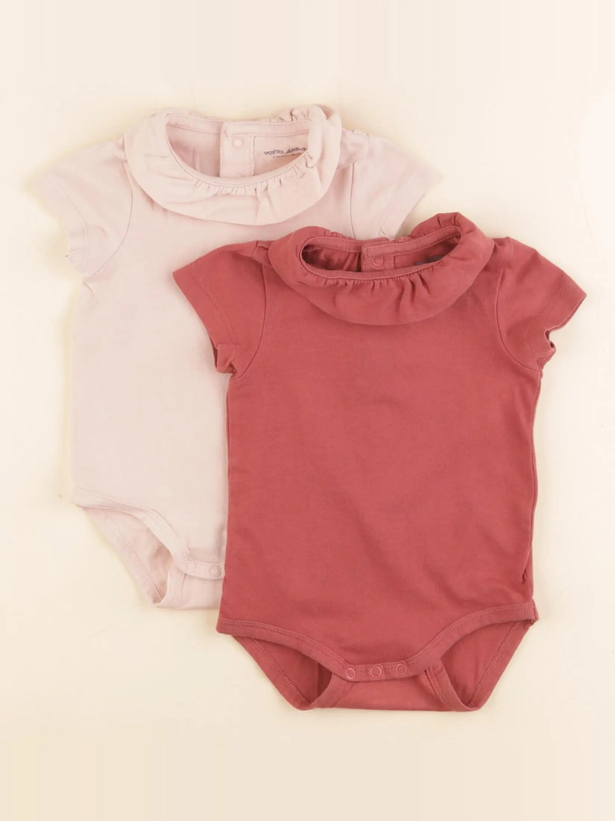 Vertbaudet - lot de 2 bodies en coton rose - 3 mois