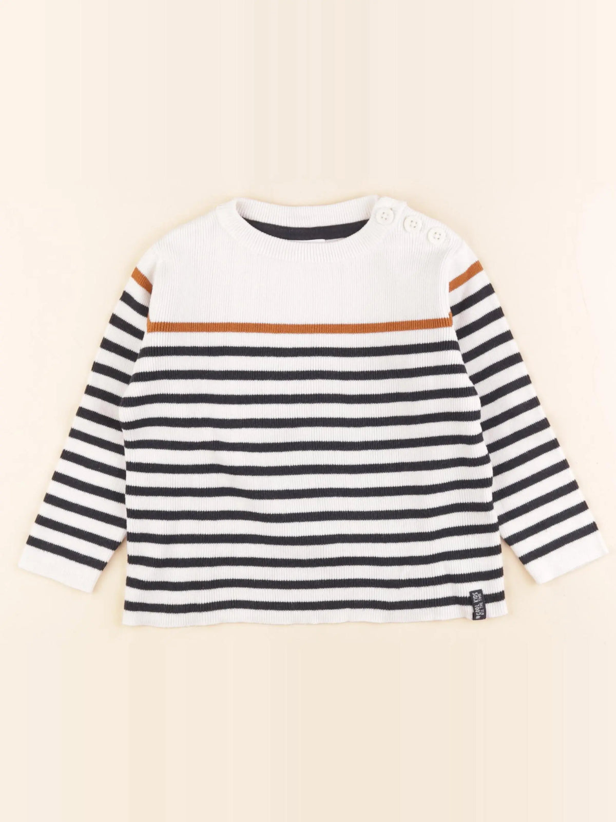 Vertbaudet - pull blanc, bleu - 3 ans