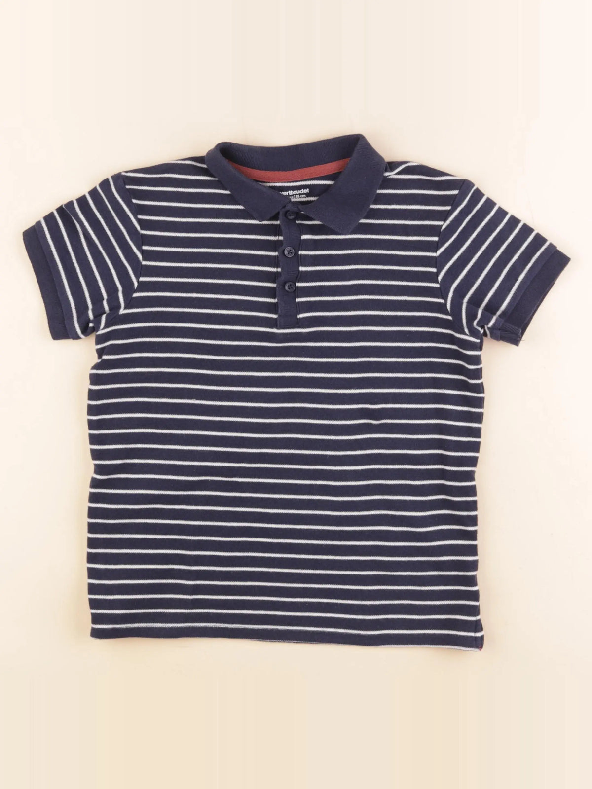 Vertbaudet - polo blanc, bleu - 8 ans
