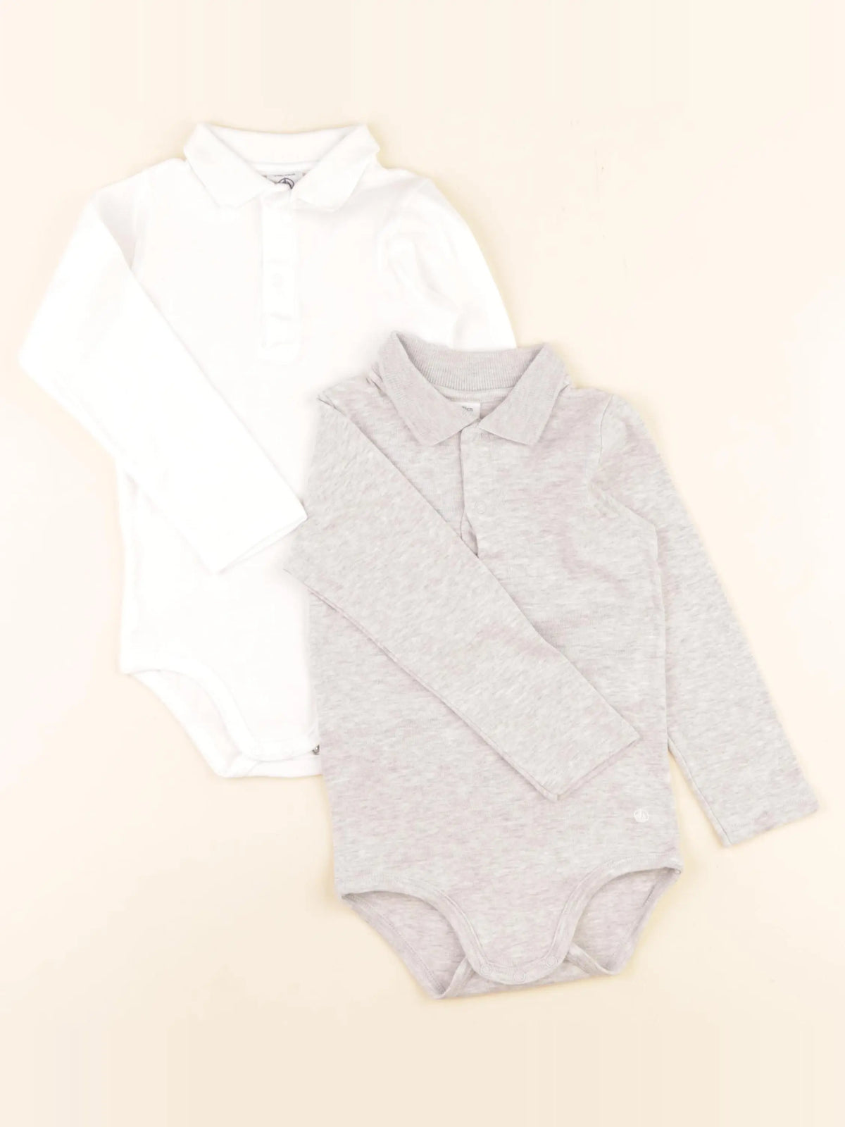 Petit Bateau - body à col gris, blanc - 24 mois