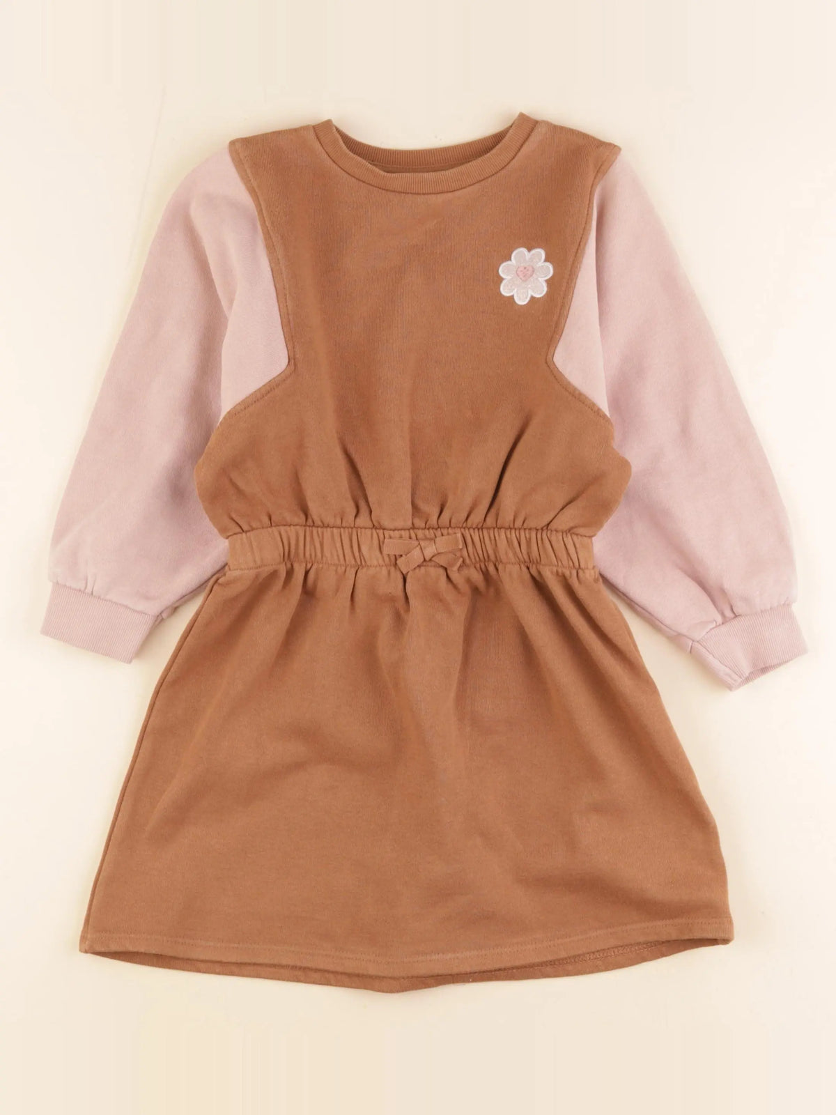 Vertbaudet - robe marron, rose - 6 ans