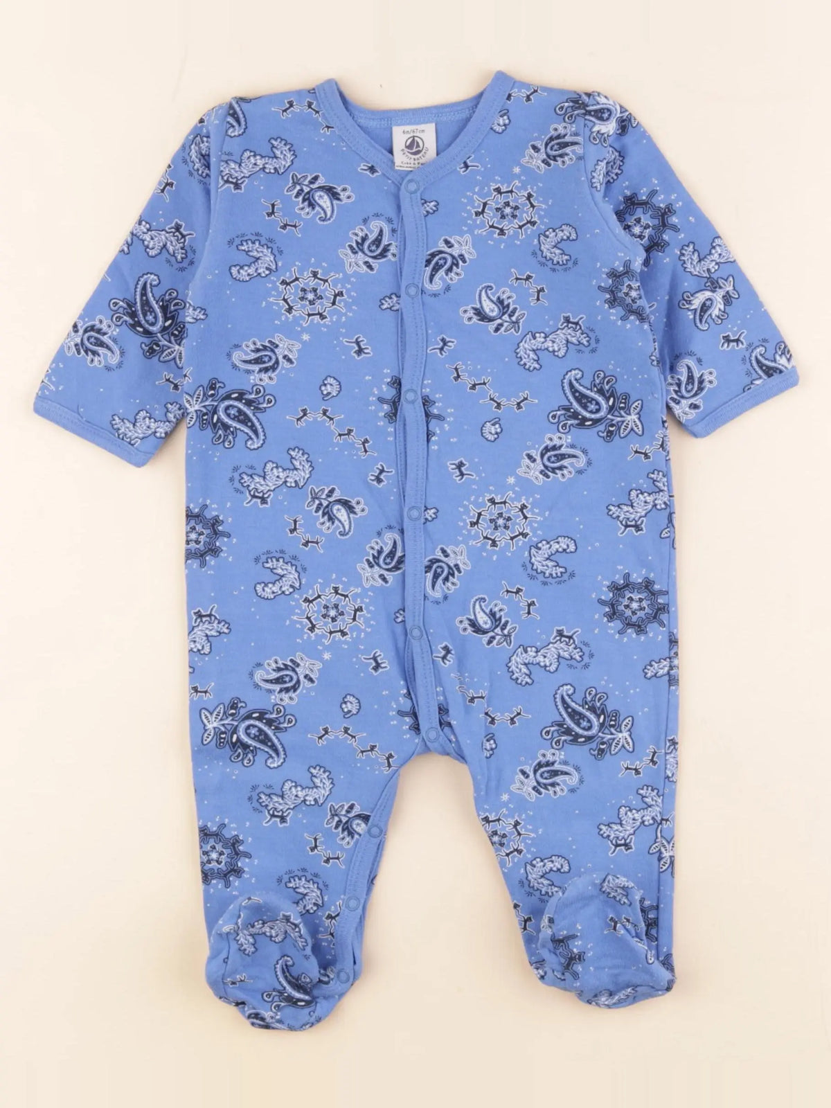 Petit Bateau - pyjama coton bleu - 6 mois