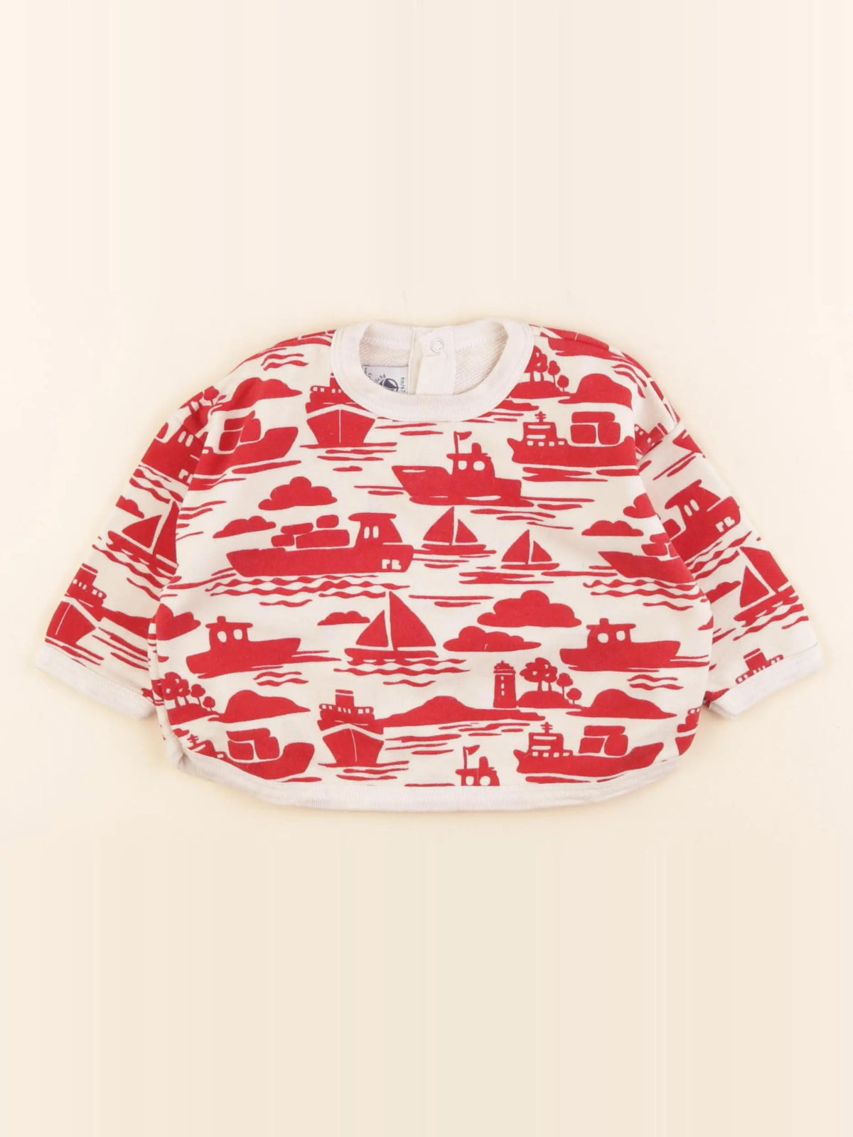 Petit Bateau - sweat rouge - 6 mois