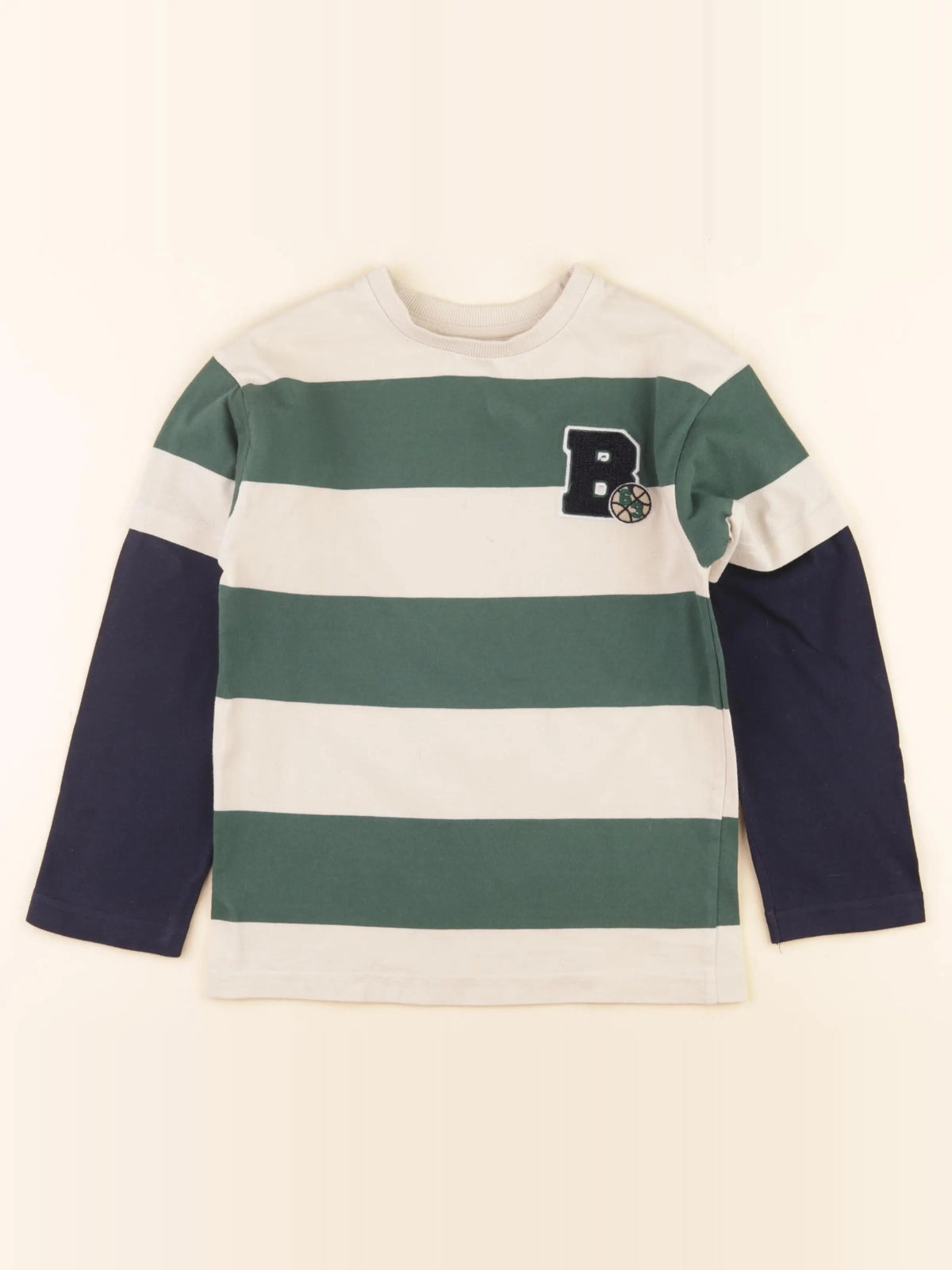 Vertbaudet - tee-shirt beige, vert - 8 ans