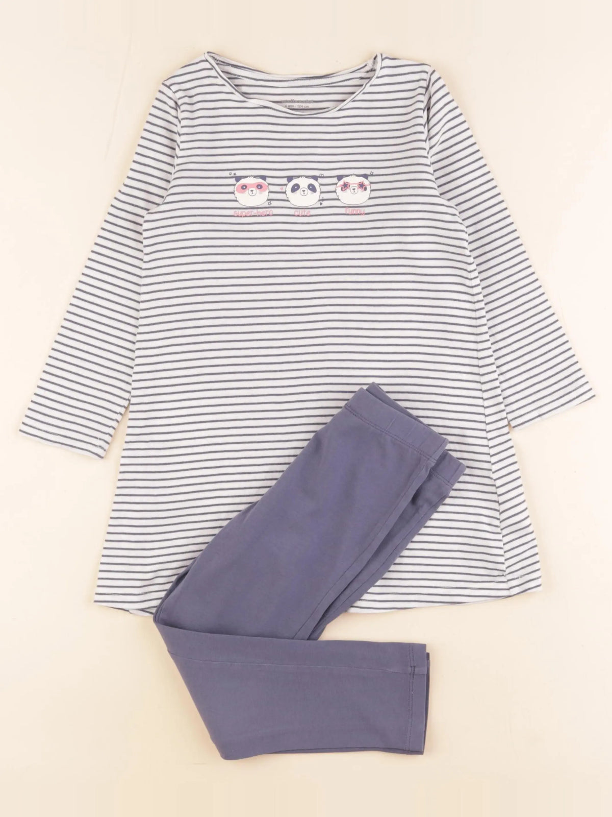 Vertbaudet - pyjama coton blanc, bleu - 4 ans