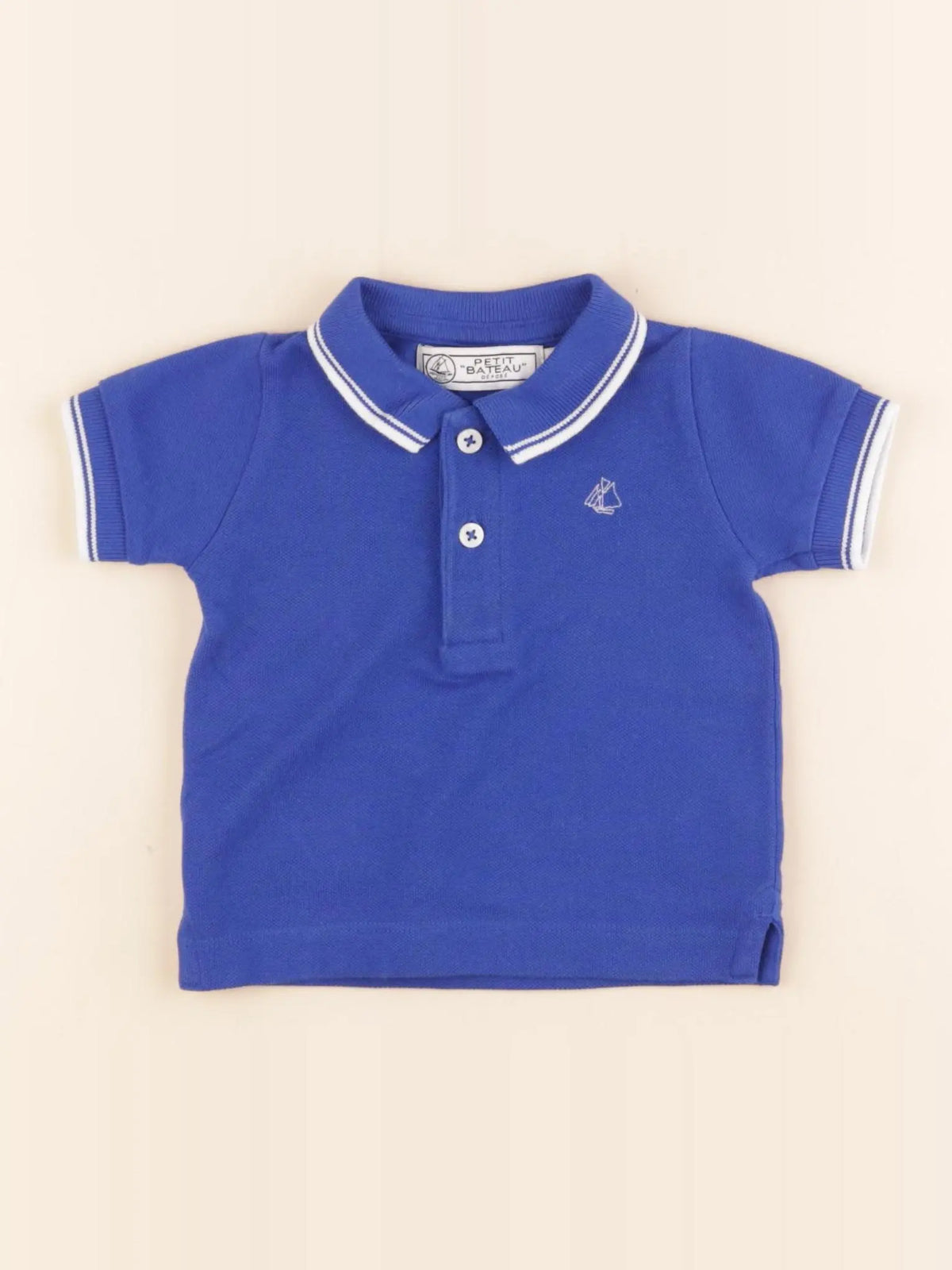 Petit Bateau - polo bleu - 6 mois