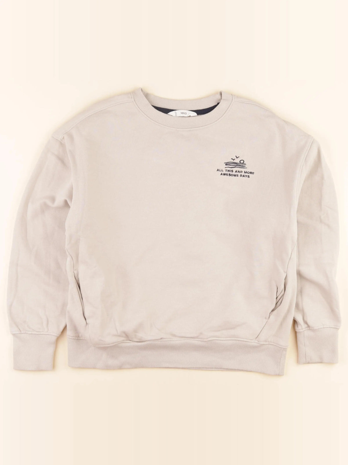 Mango - sweat imprimé au dos beige - 11/12 ans