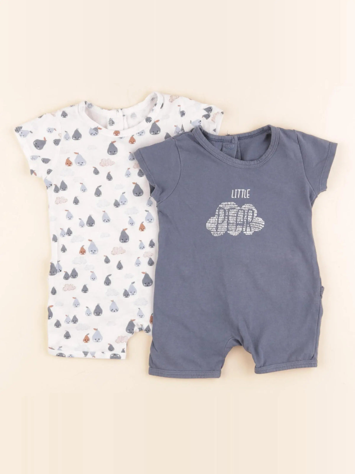 Vertbaudet - lot de 2 pyjamas coton bleu - 3 mois