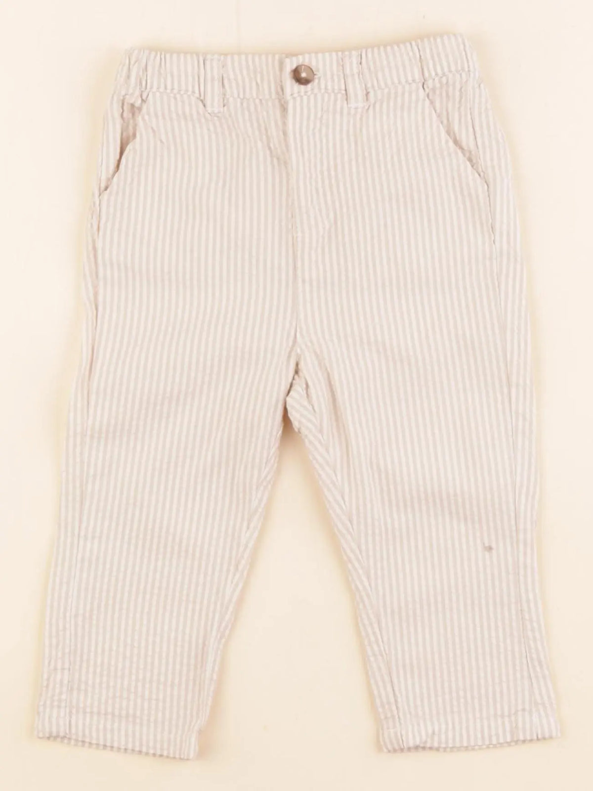 Vertbaudet - pantalon beige - 9 mois
