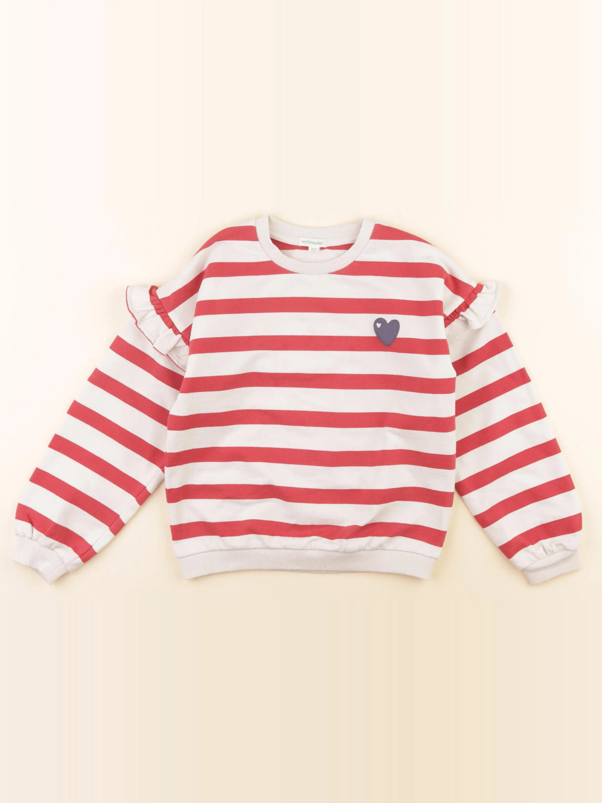 Vertbaudet - sweat blanc, rouge - 8 ans