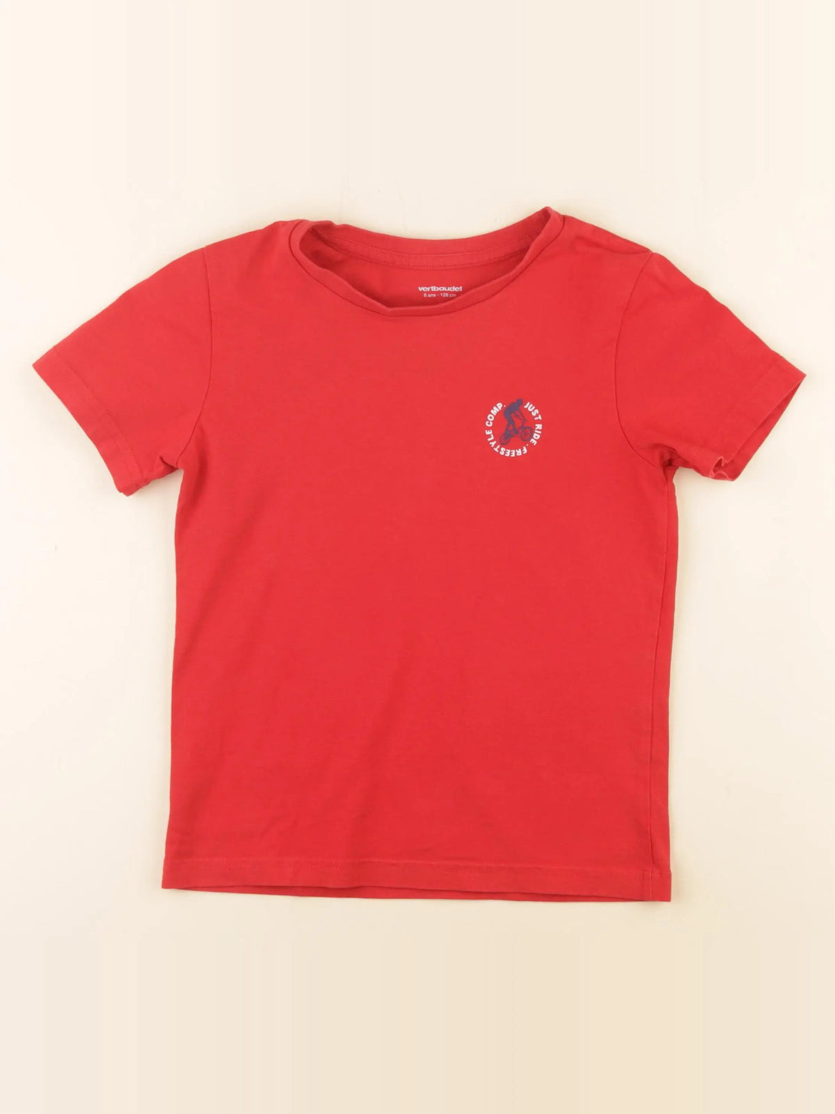 Vertbaudet - tee-shirt rouge - 8 ans