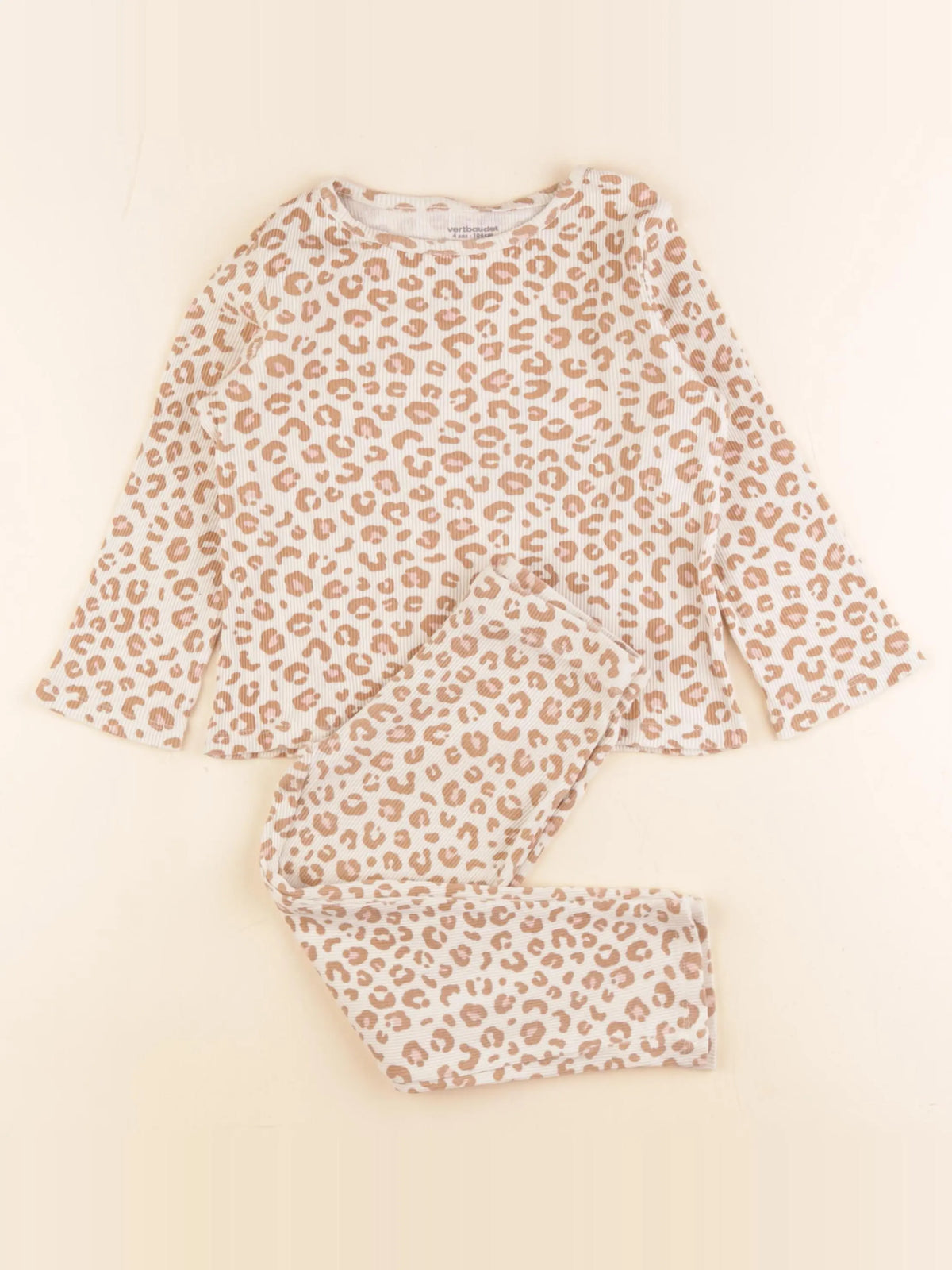Vertbaudet - pyjama coton beige, marron - 4 ans