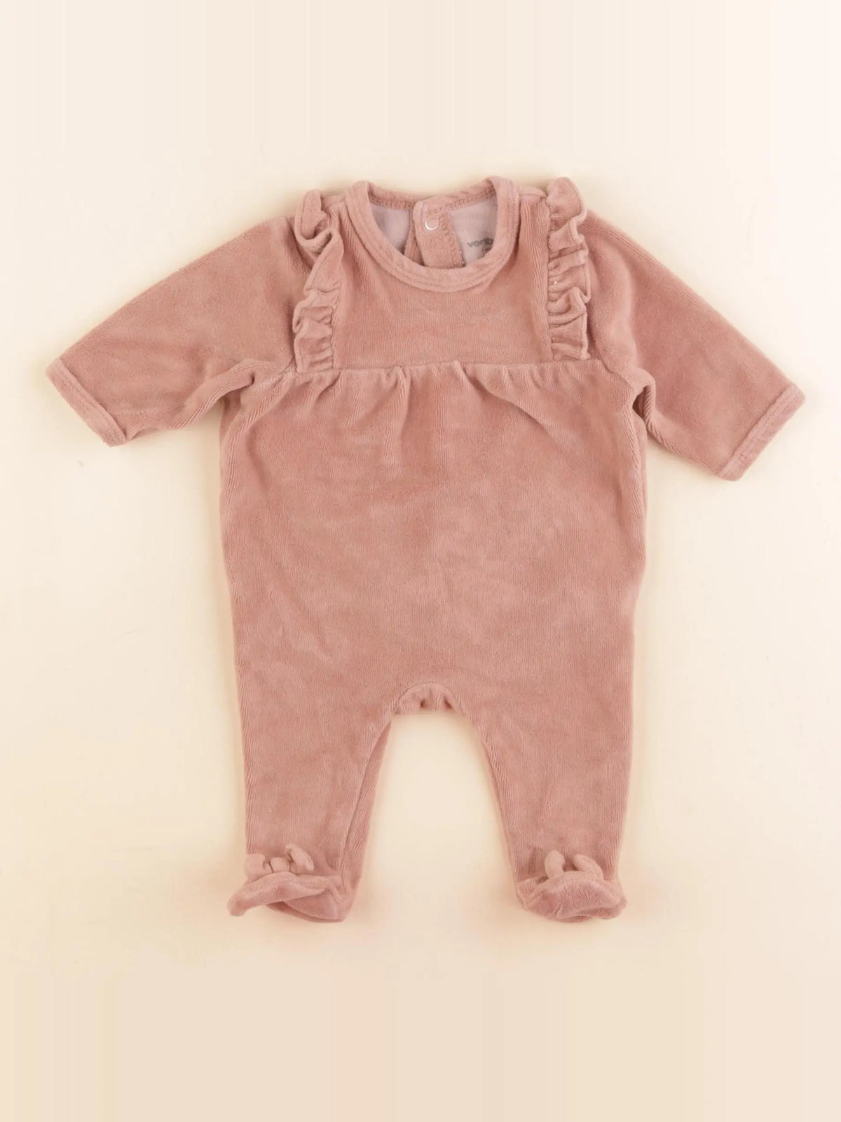 Vertbaudet - pyjama velours rose - 1 mois