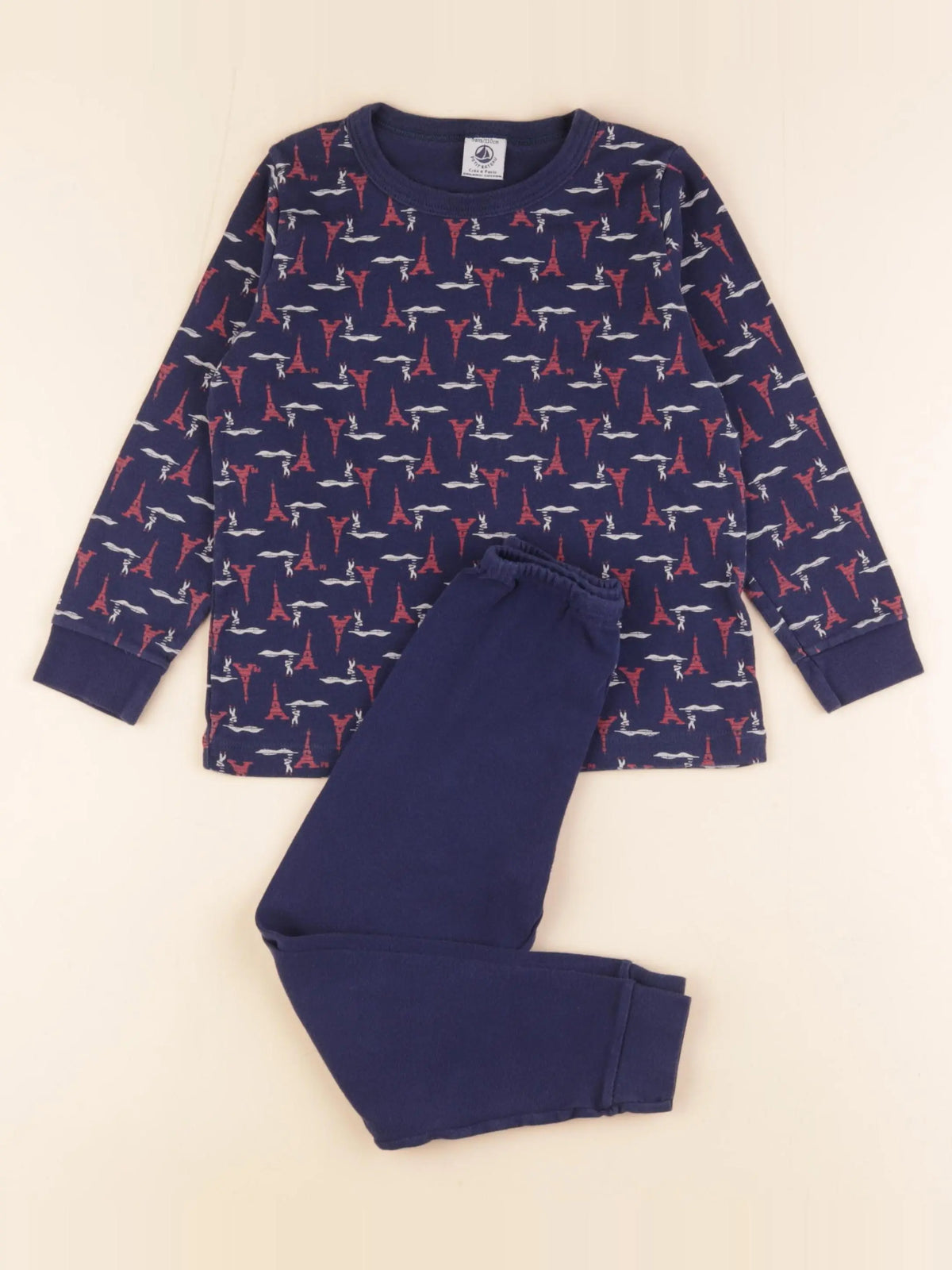 Petit Bateau - pyjama coton bleu - 5 ans