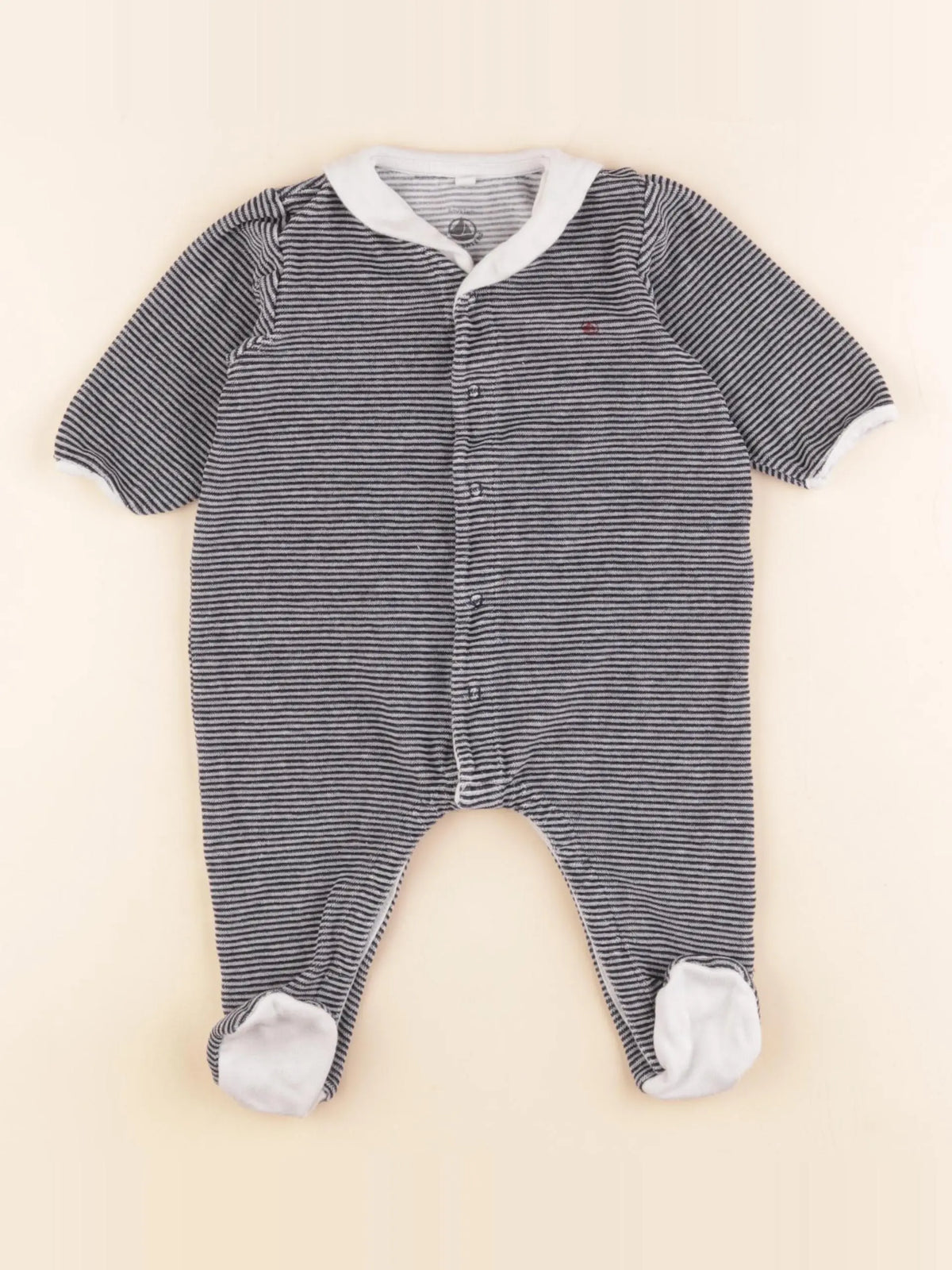 Petit Bateau - pyjama velours bleu - 6 mois