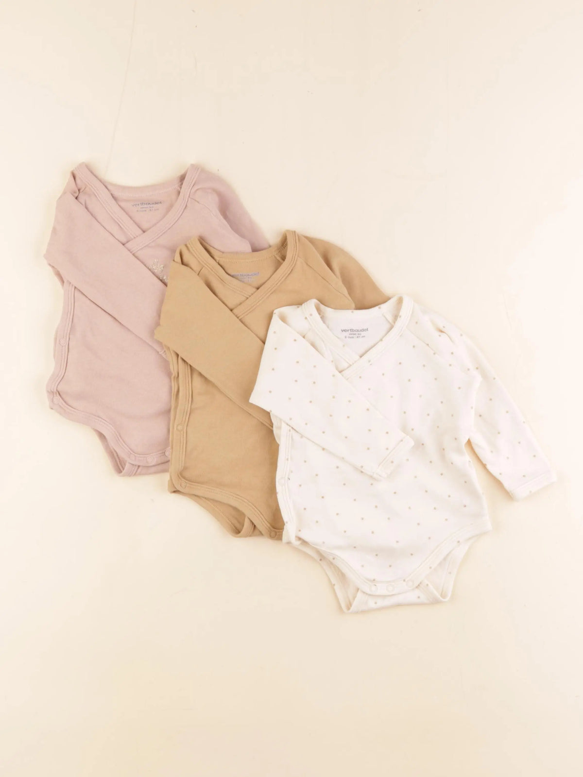 Vertbaudet - lot de 3 bodies en coton multicolore - 6 mois