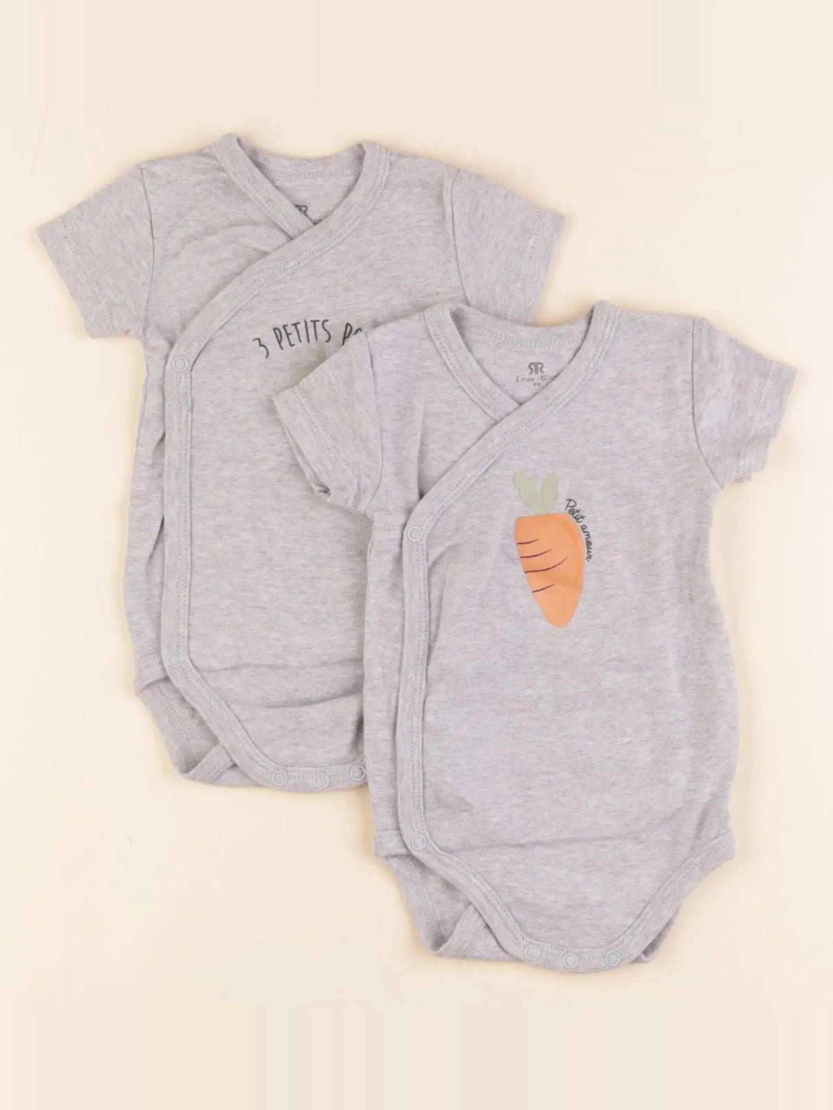La Redoute - lot de 2 bodies en coton gris - 3 mois