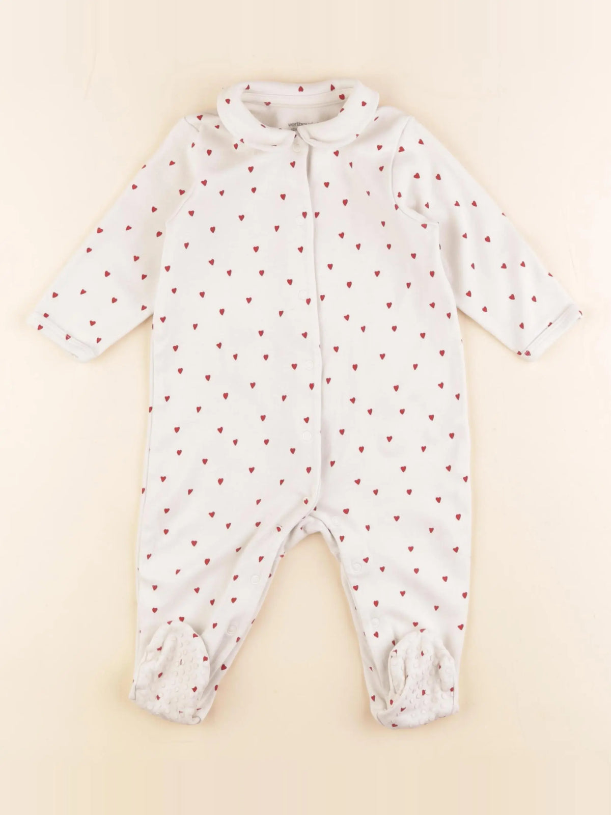Vertbaudet - pyjama coton rouge, blanc - 12 mois