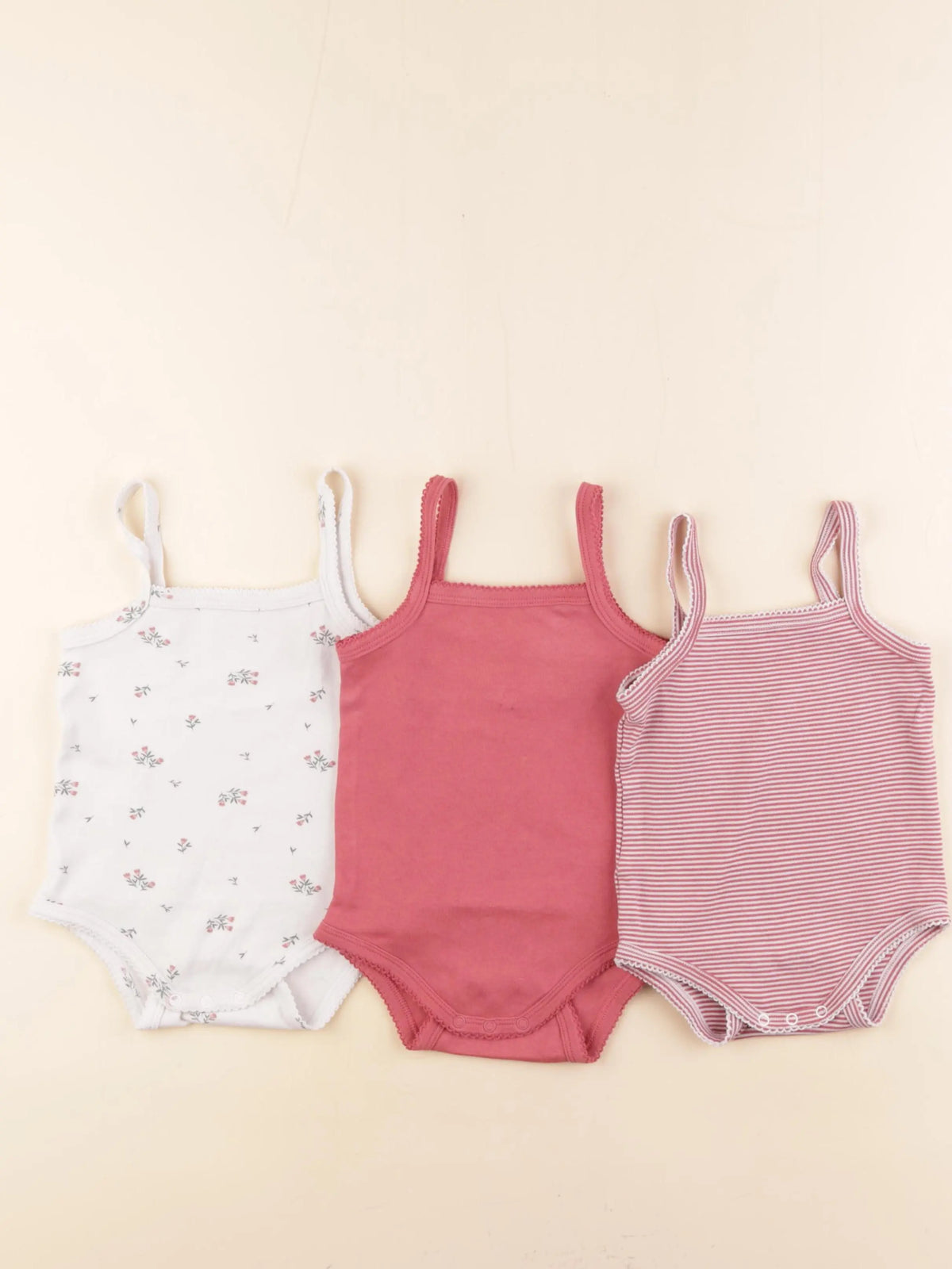 Vertbaudet - lot de 3 bodies en coton rose - 18 mois
