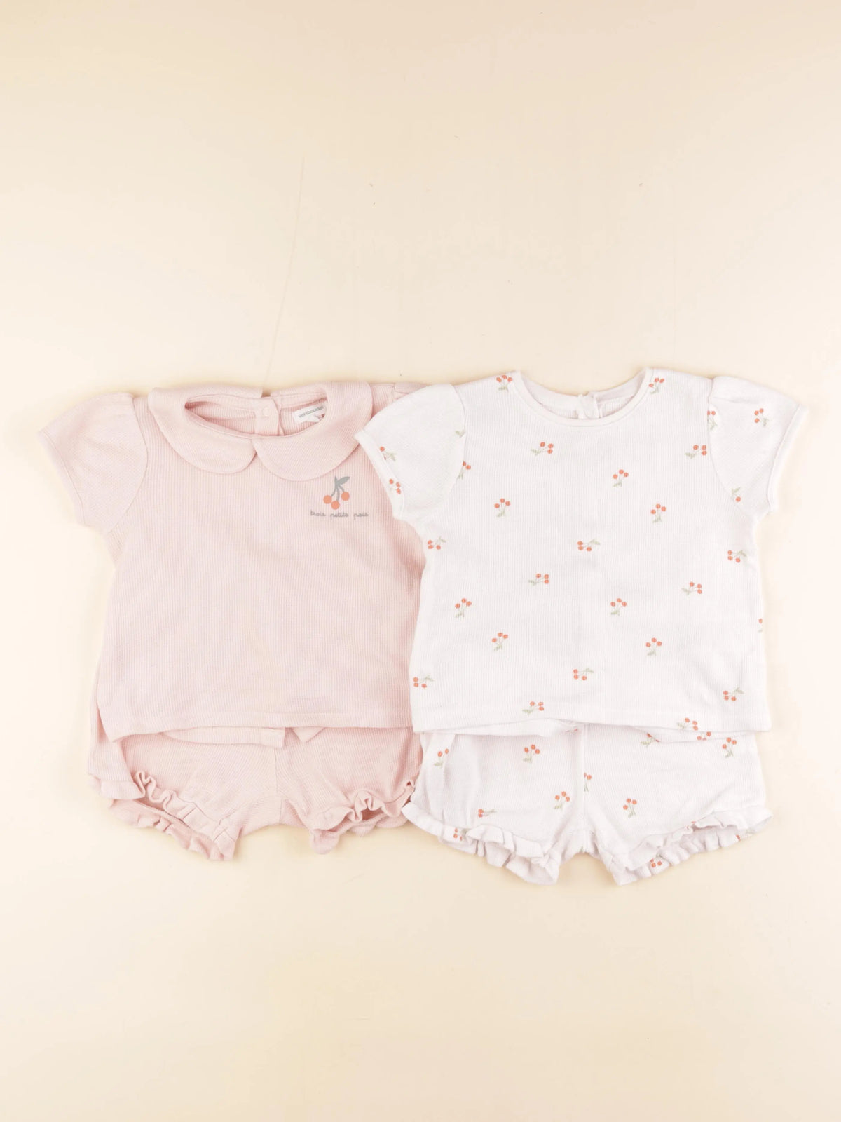 Vertbaudet - lot de 2 pyjamas coton blanc, rose - 18 mois