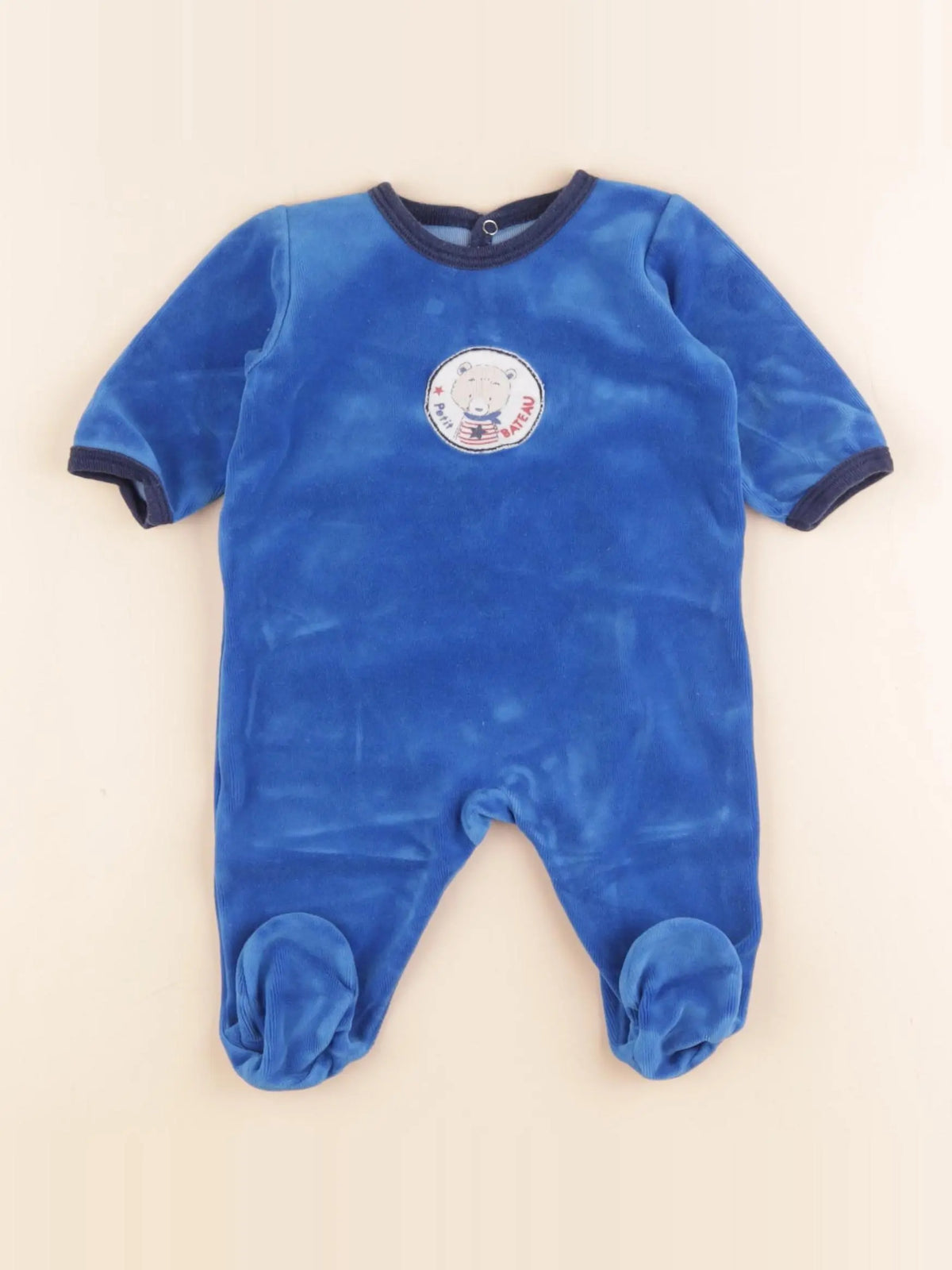 Petit Bateau - pyjama velours bleu - 3 mois