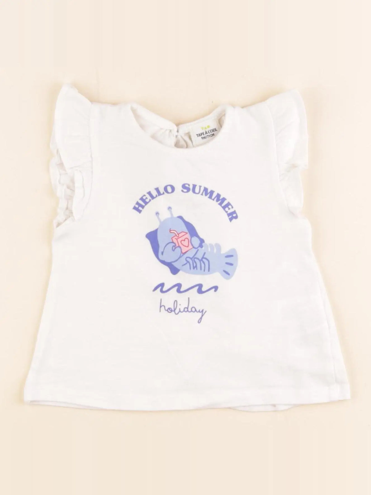 Tape à l'oeil - tee-shirt blanc, bleu - 9 mois
