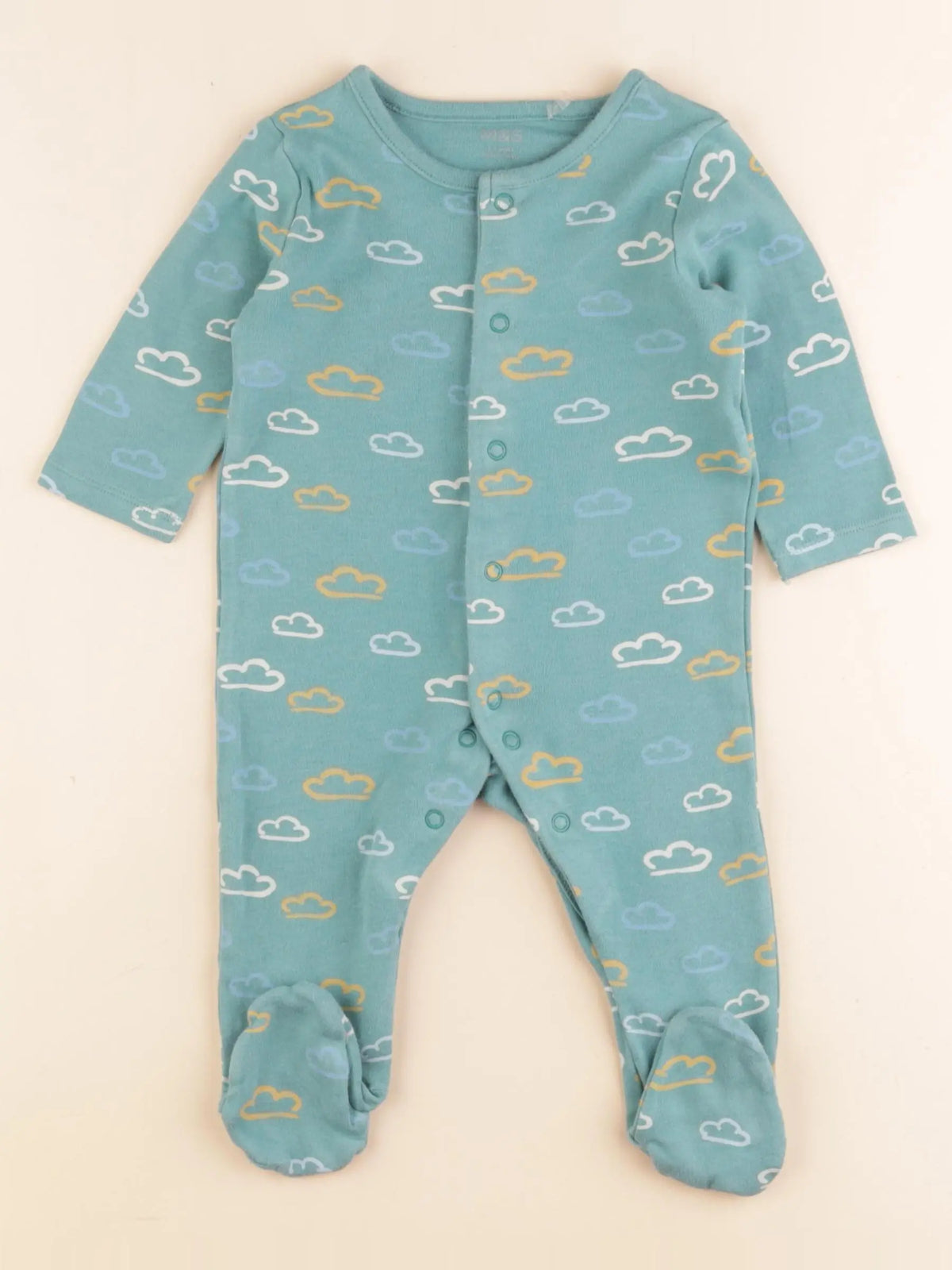 Marks & Spencer  - pyjama coton vert - 6/9 mois