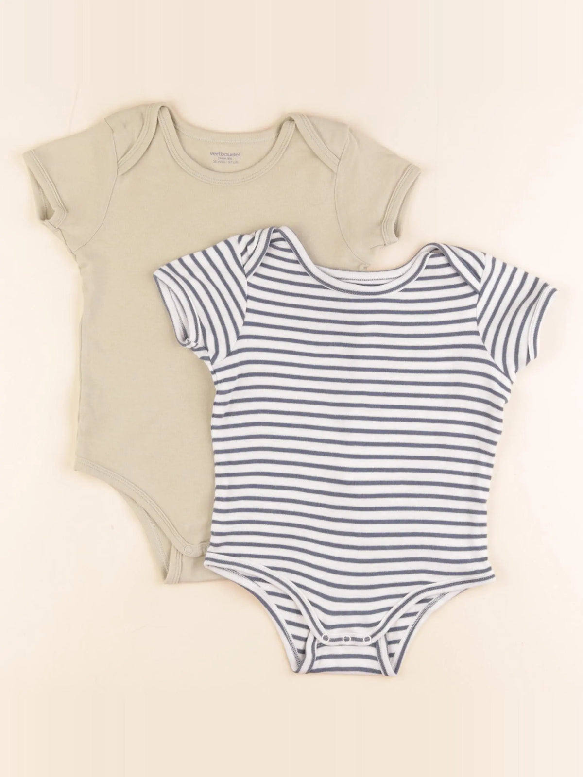 Vertbaudet - lot de 2 bodies en coton bleu, vert - 36 mois