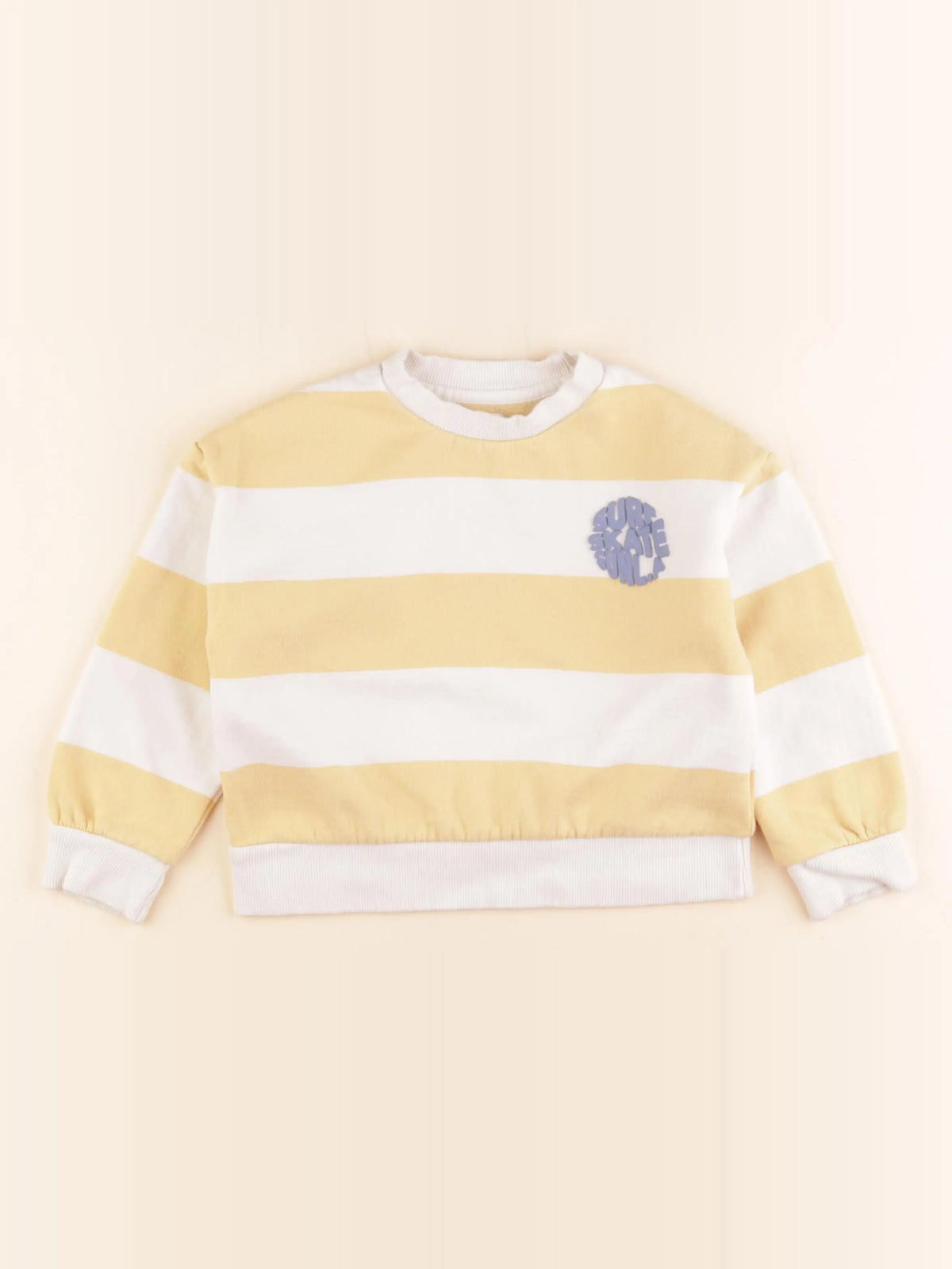 Vertbaudet - sweat jaune, blanc - 4 ans