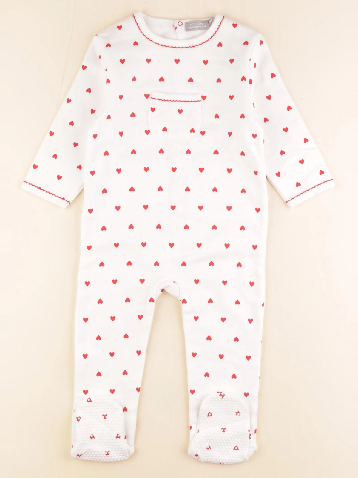 Boutchou - pyjama coton blanc, rouge - 18 mois