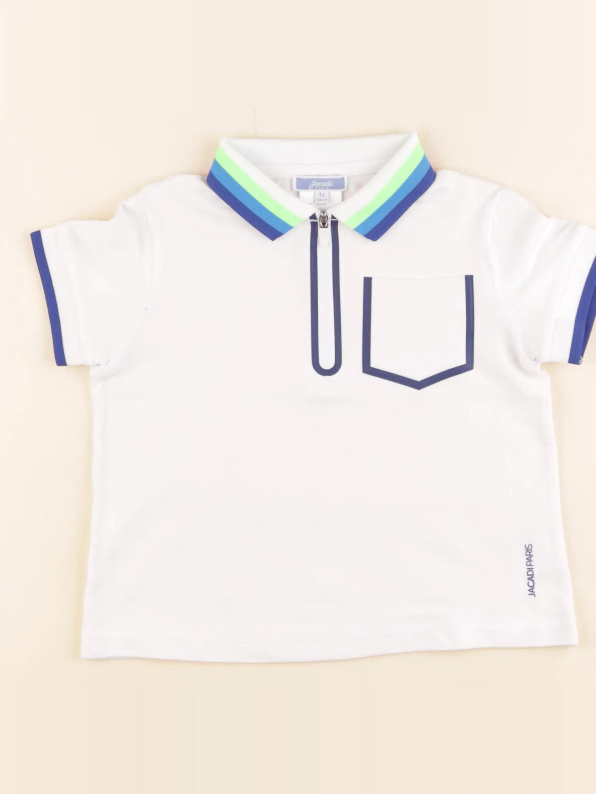 Jacadi - polo blanc, bleu - 4 ans