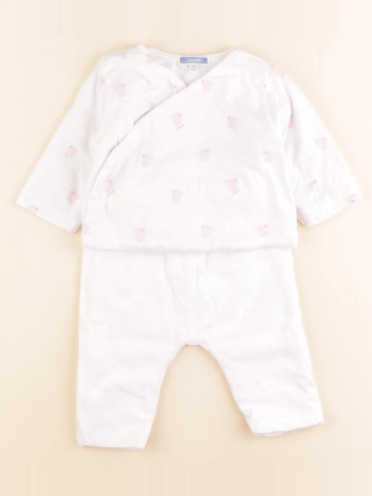 Jacadi - ensemble blanc, rose - 6 mois