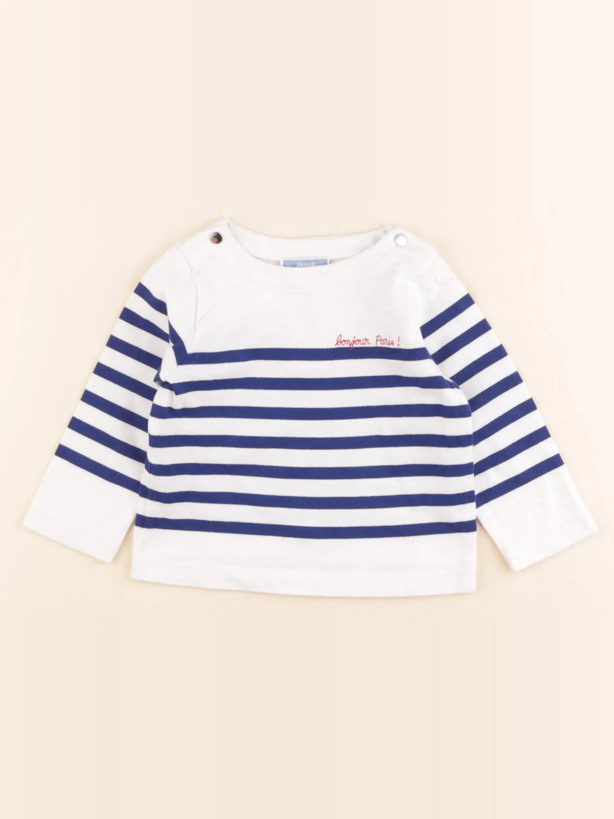 Jacadi - tee-shirt blanc, bleu - 12 mois