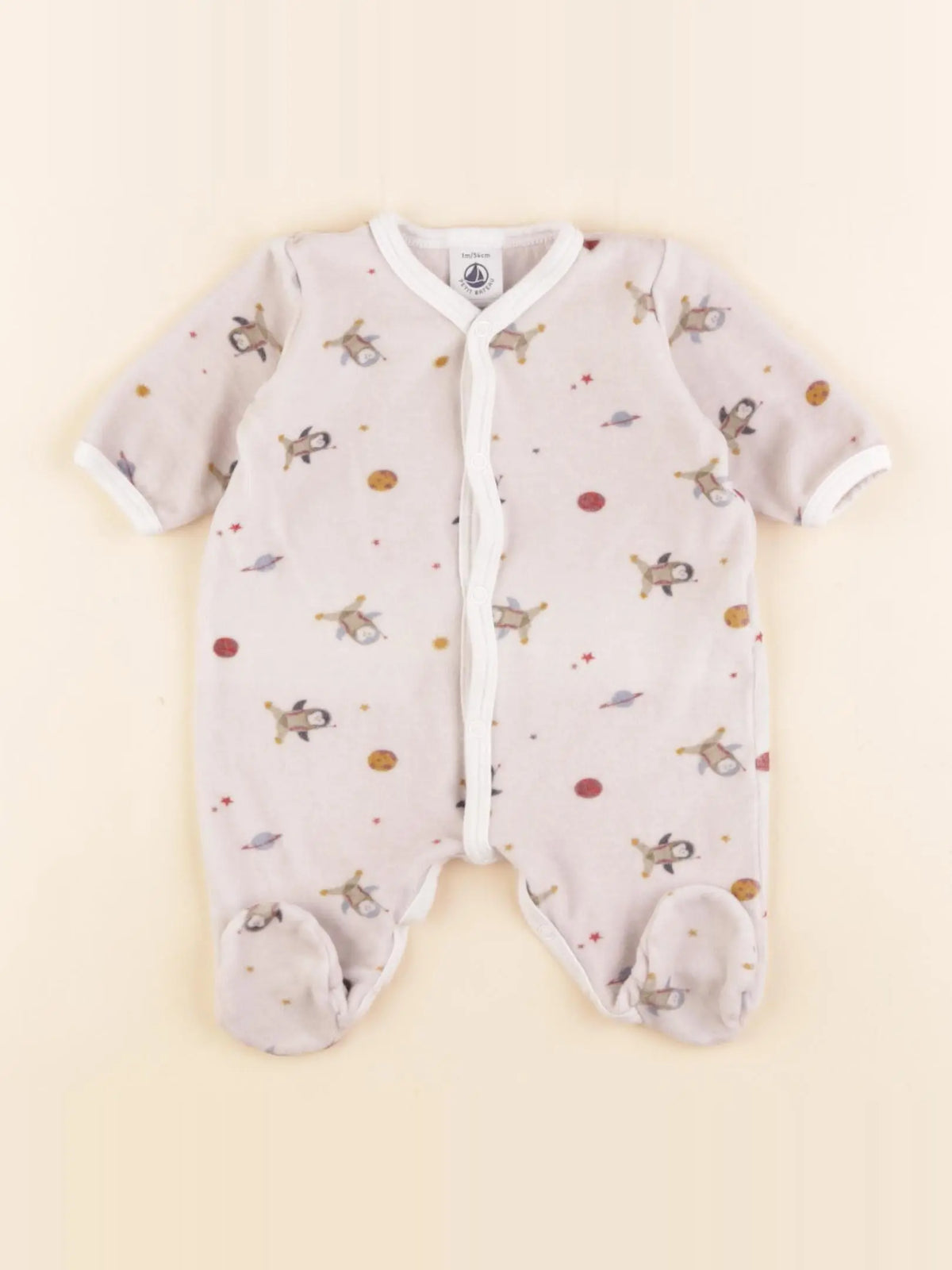 Petit Bateau - pyjama velours multicolore - 1 mois